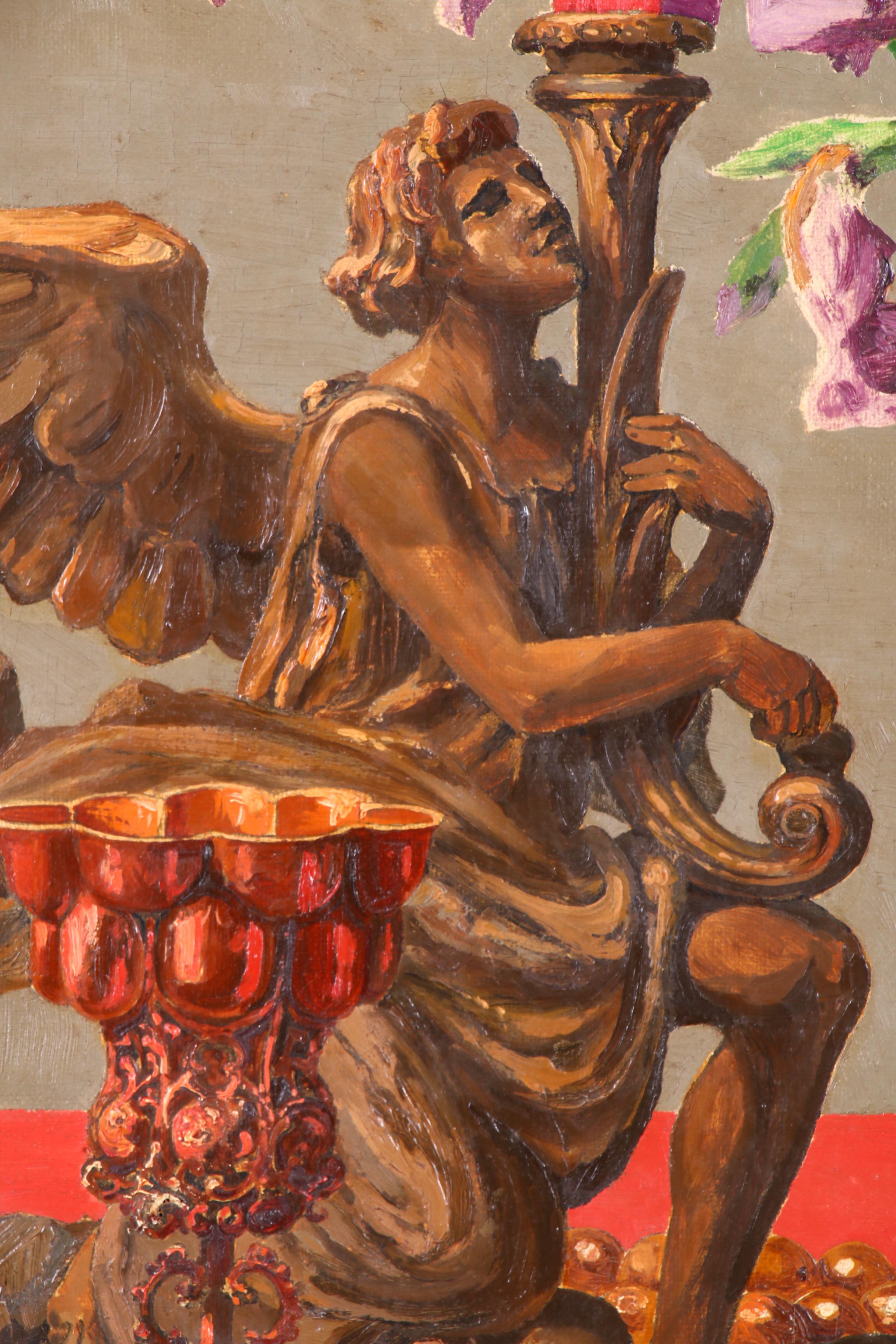 Ernst Albert Fischer-Cörlin 1925 Still Life with Irises Oil Painting