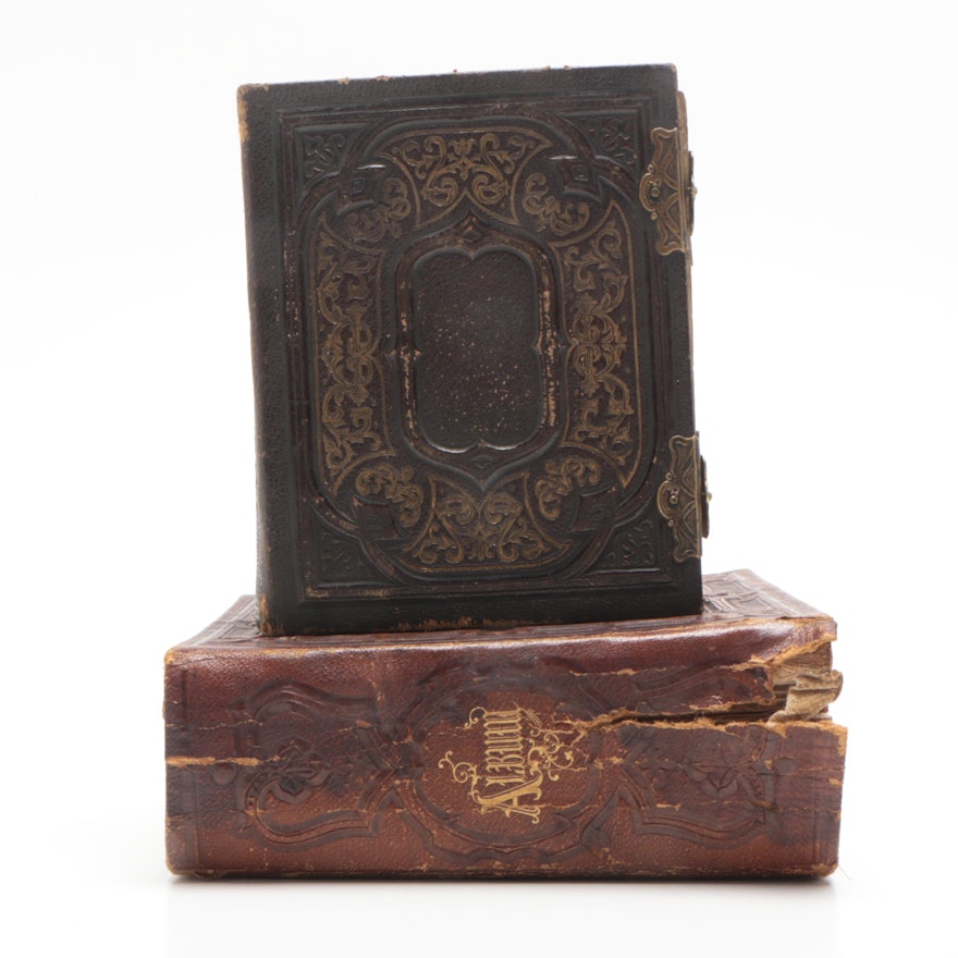 Photographs and Tintypes in Leather Albums, Late 19th Century