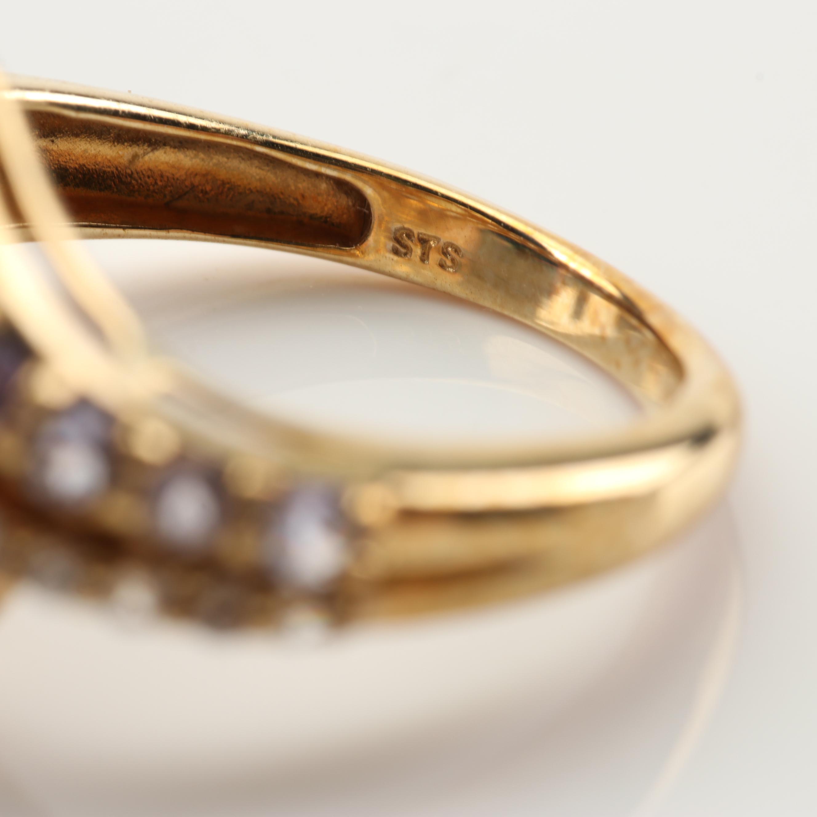 10K Yellow Gold Opal, Tanzanite, Diamond and White Sapphire Ring