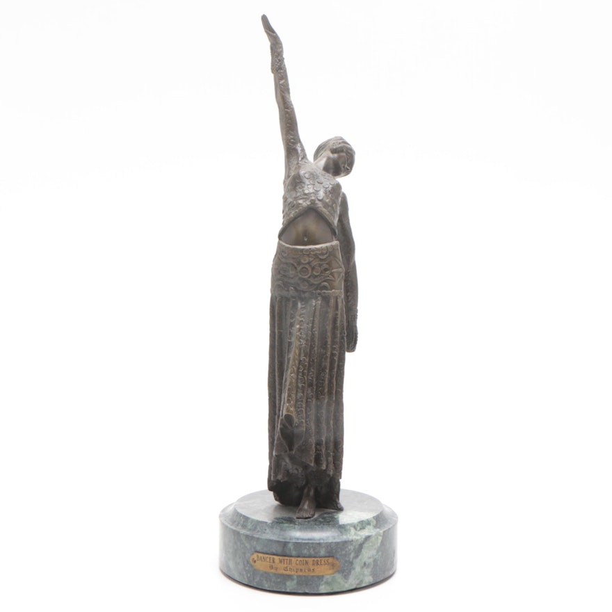 Chiparus Bronze "Dancer with Coin Press" by Chiparus