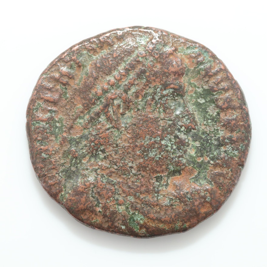 Ancient Roman Imperial Bronze AE4 Reduced Follis Coin, ca. 340 A.D.