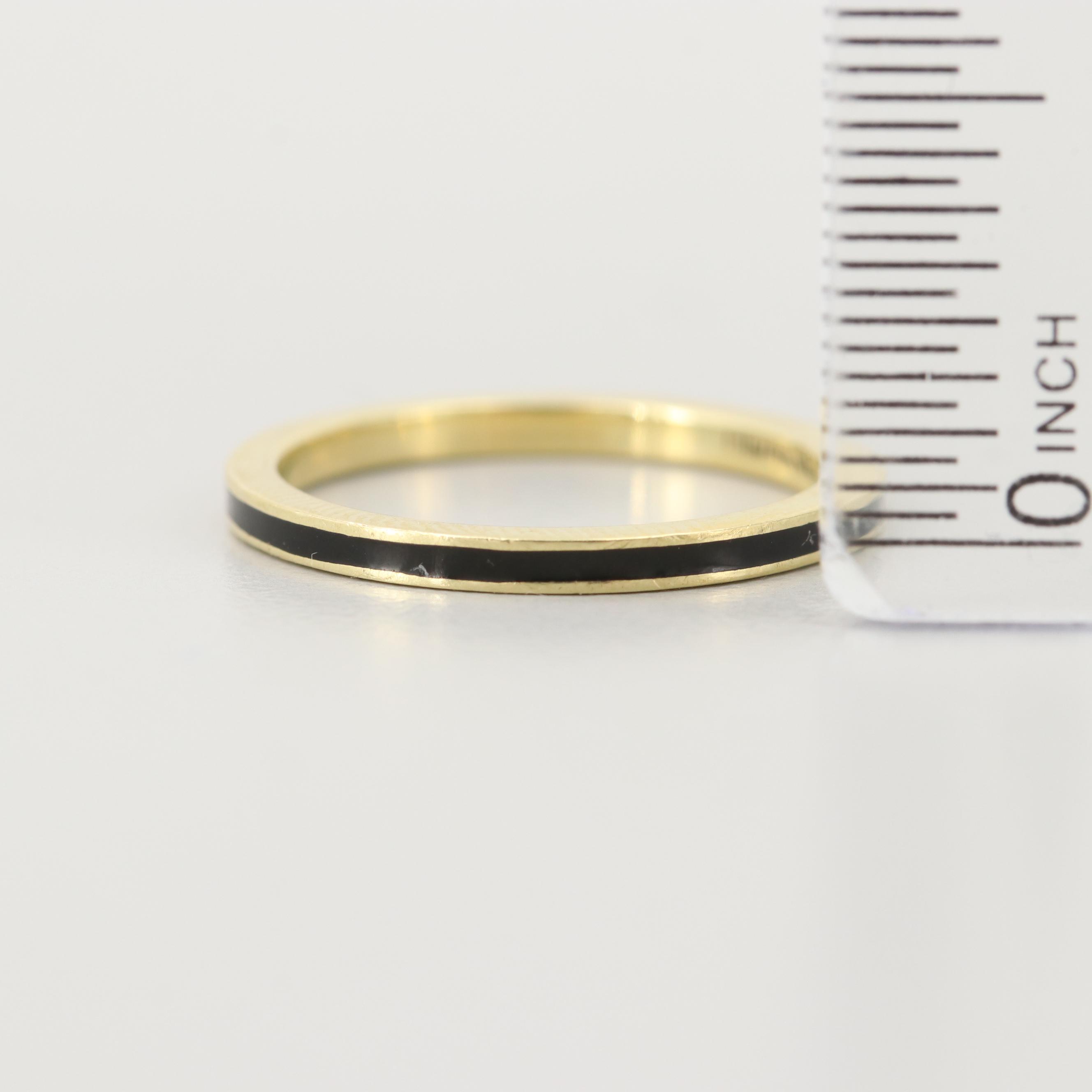 Hidalgo 18K Yellow Gold Black Enamel Band
