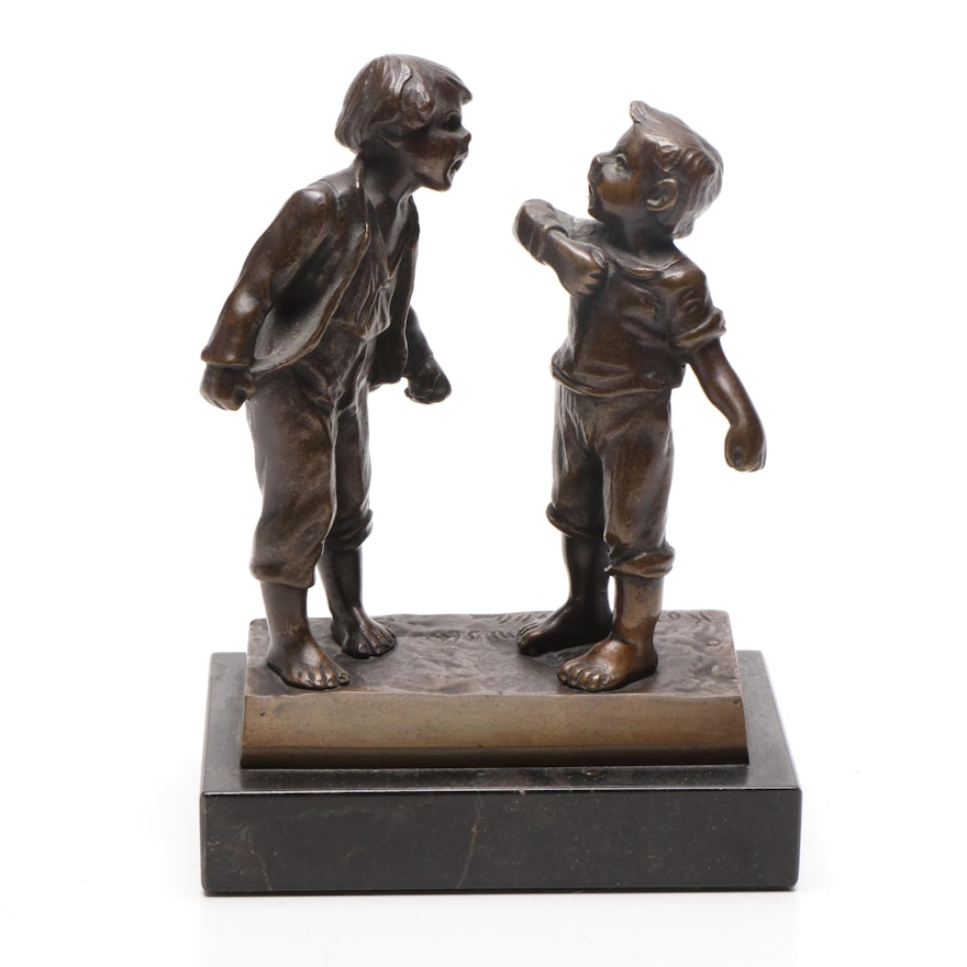 Reproduction "Berliner Rangen" Brass Figurine on Marble Base