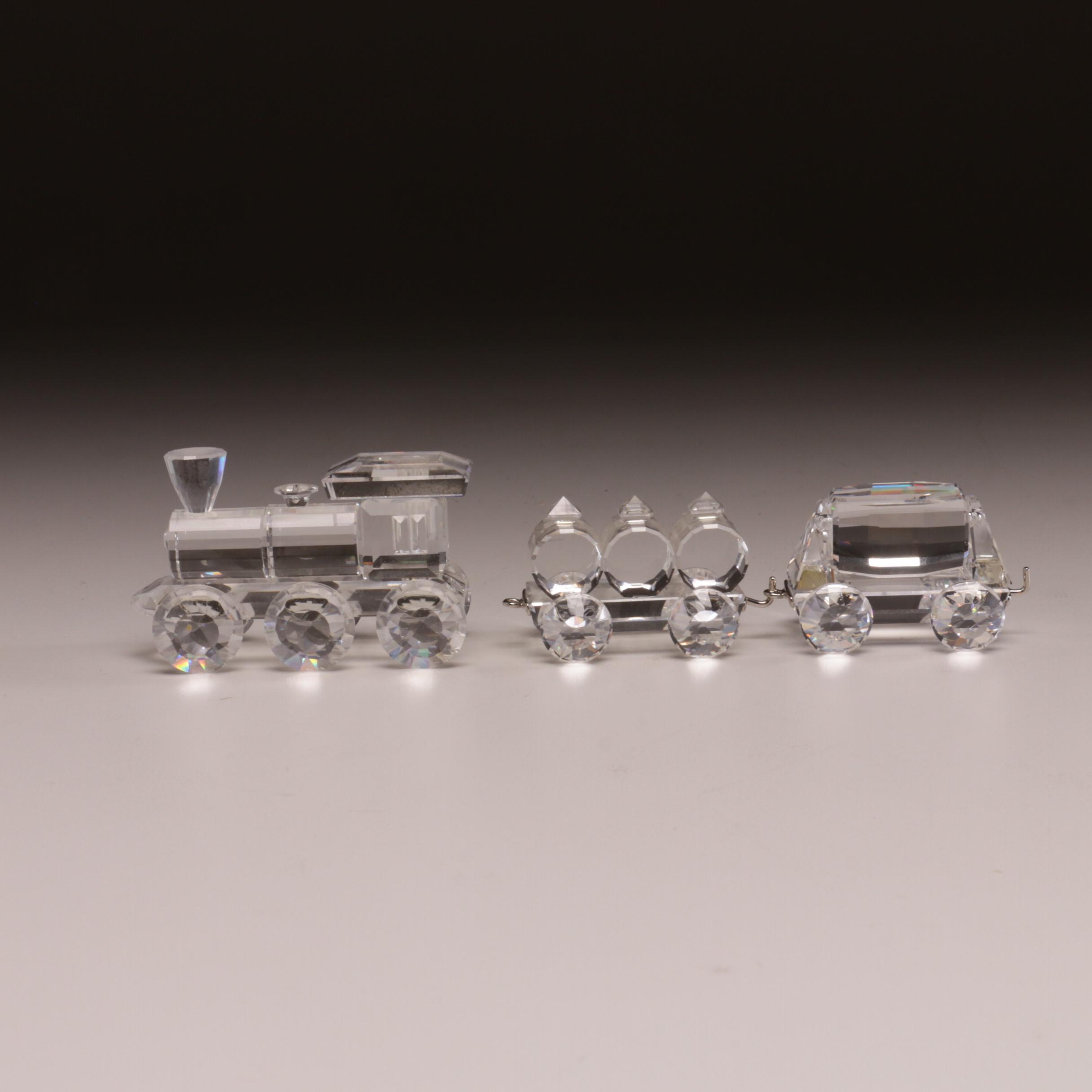 Swarovski Crystal "Mini Train Set" and Other Train Figurines