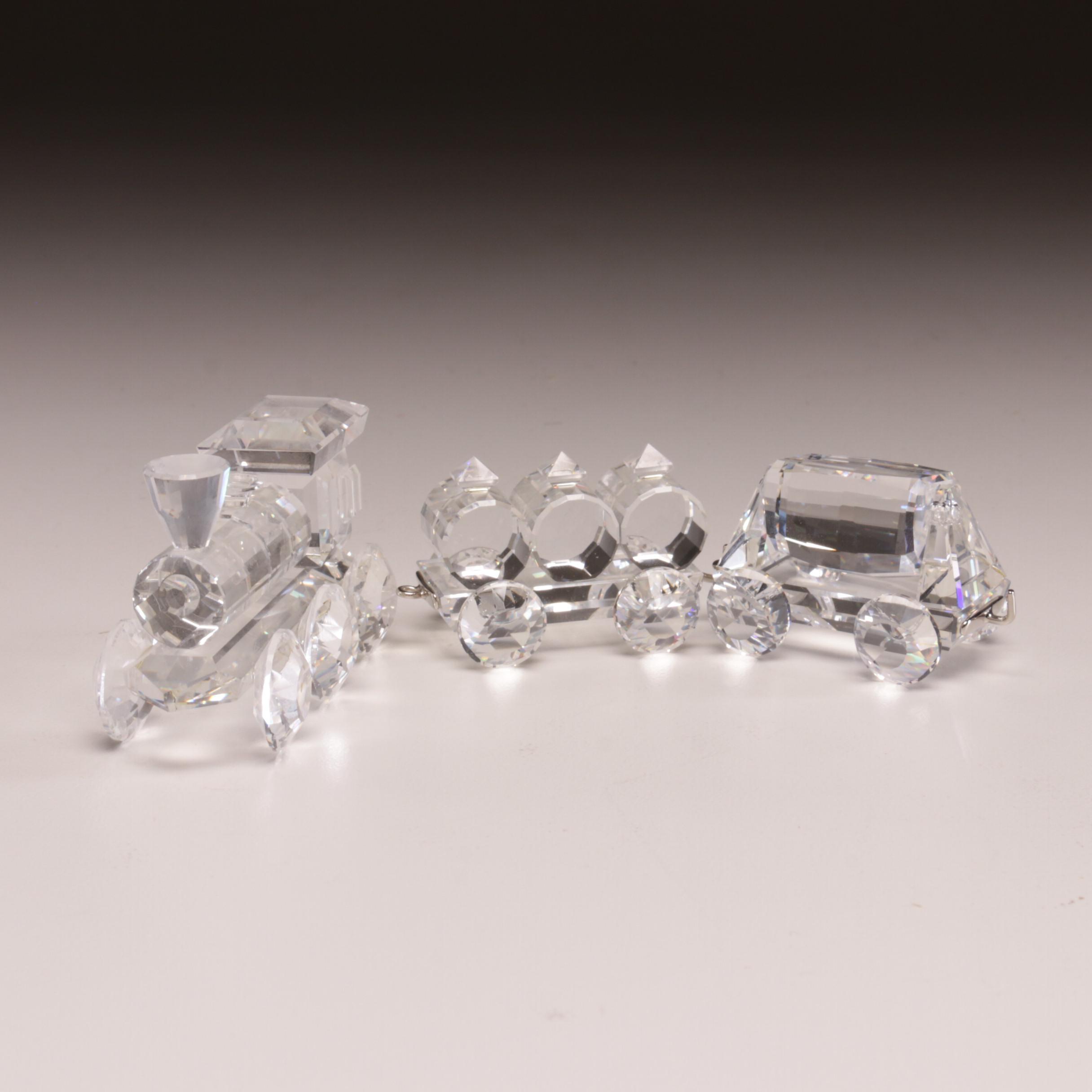 Swarovski Crystal "Mini Train Set" and Other Train Figurines