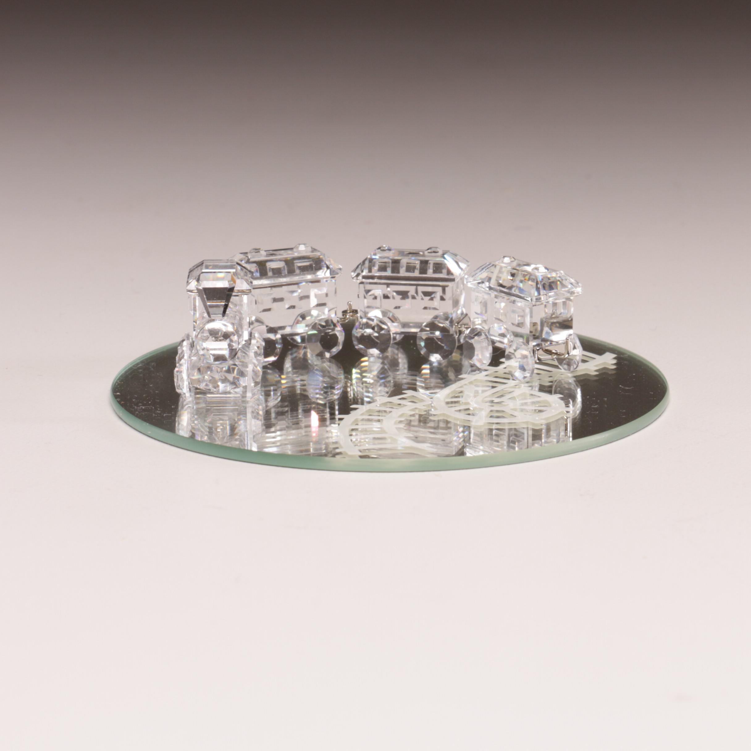 Swarovski Crystal "Mini Train Set" and Other Train Figurines