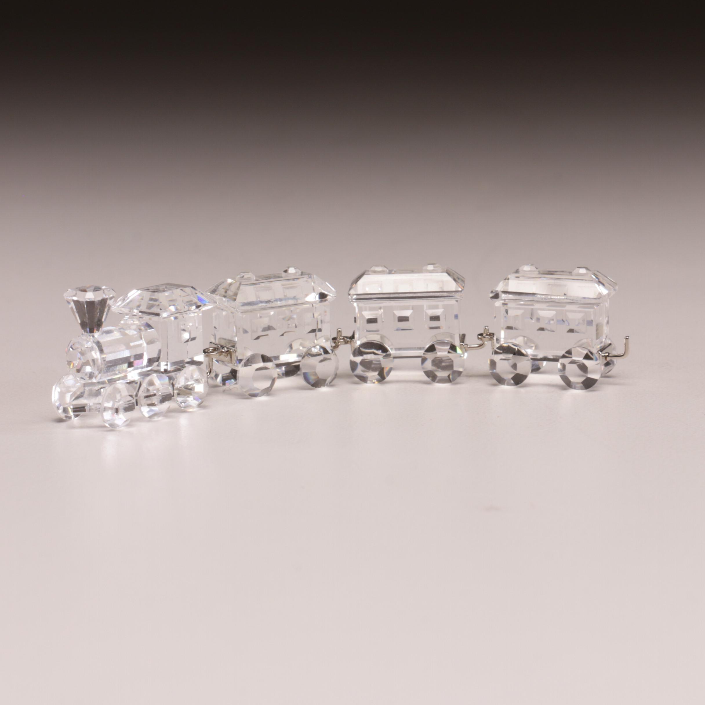 Swarovski Crystal "Mini Train Set" and Other Train Figurines