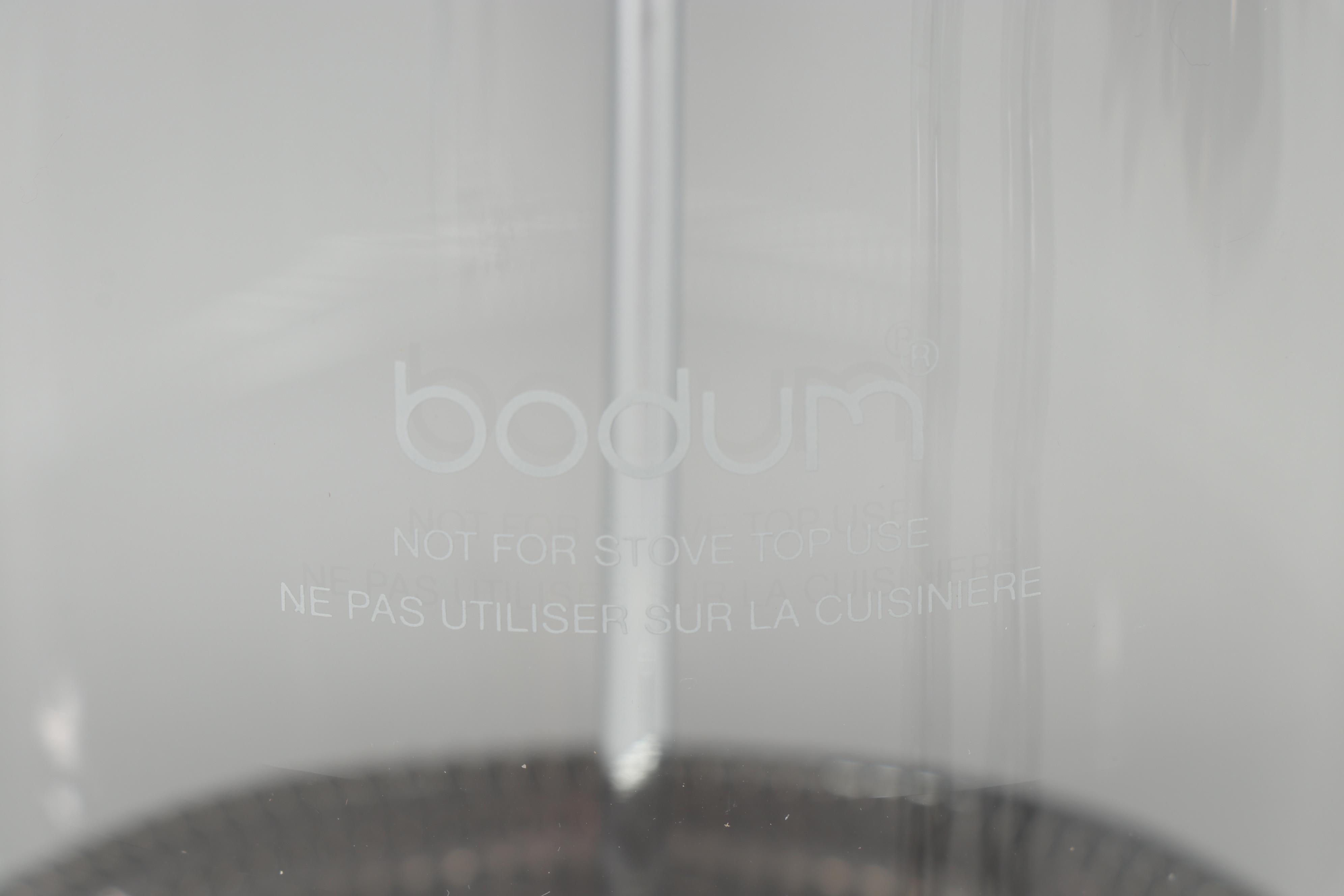 Bodum Modern Tea Glasses and Pot with Alessi Creamer and Sugar Bowl, 1980s