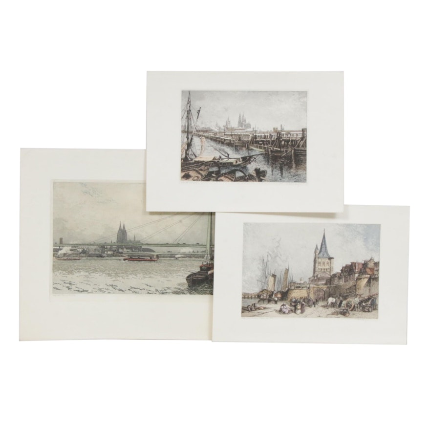 Josef Eidenberger Hand-Colored Etchings