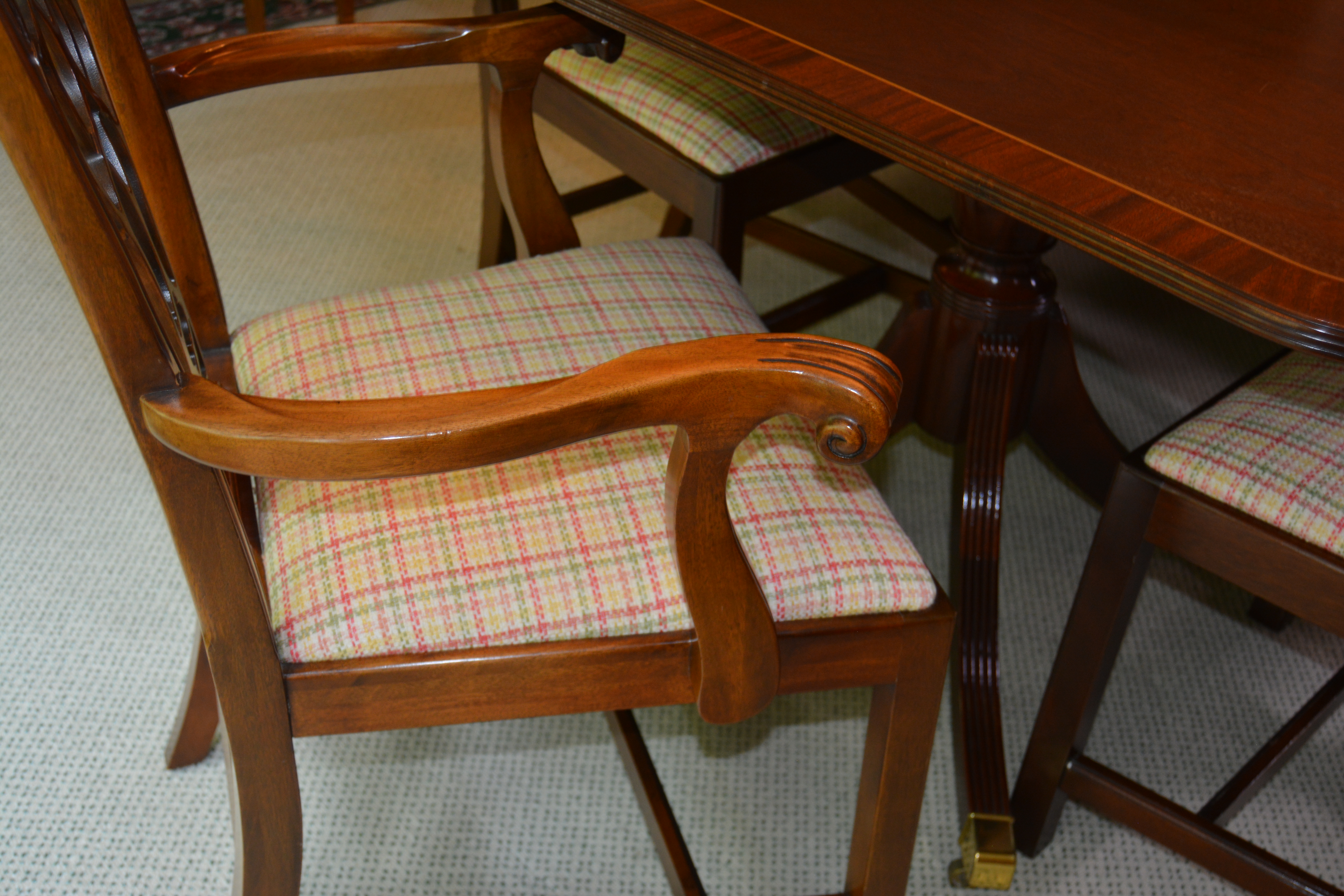 Baker Historic Charleston Dining Table with Baker Chippendale Dining Chairs