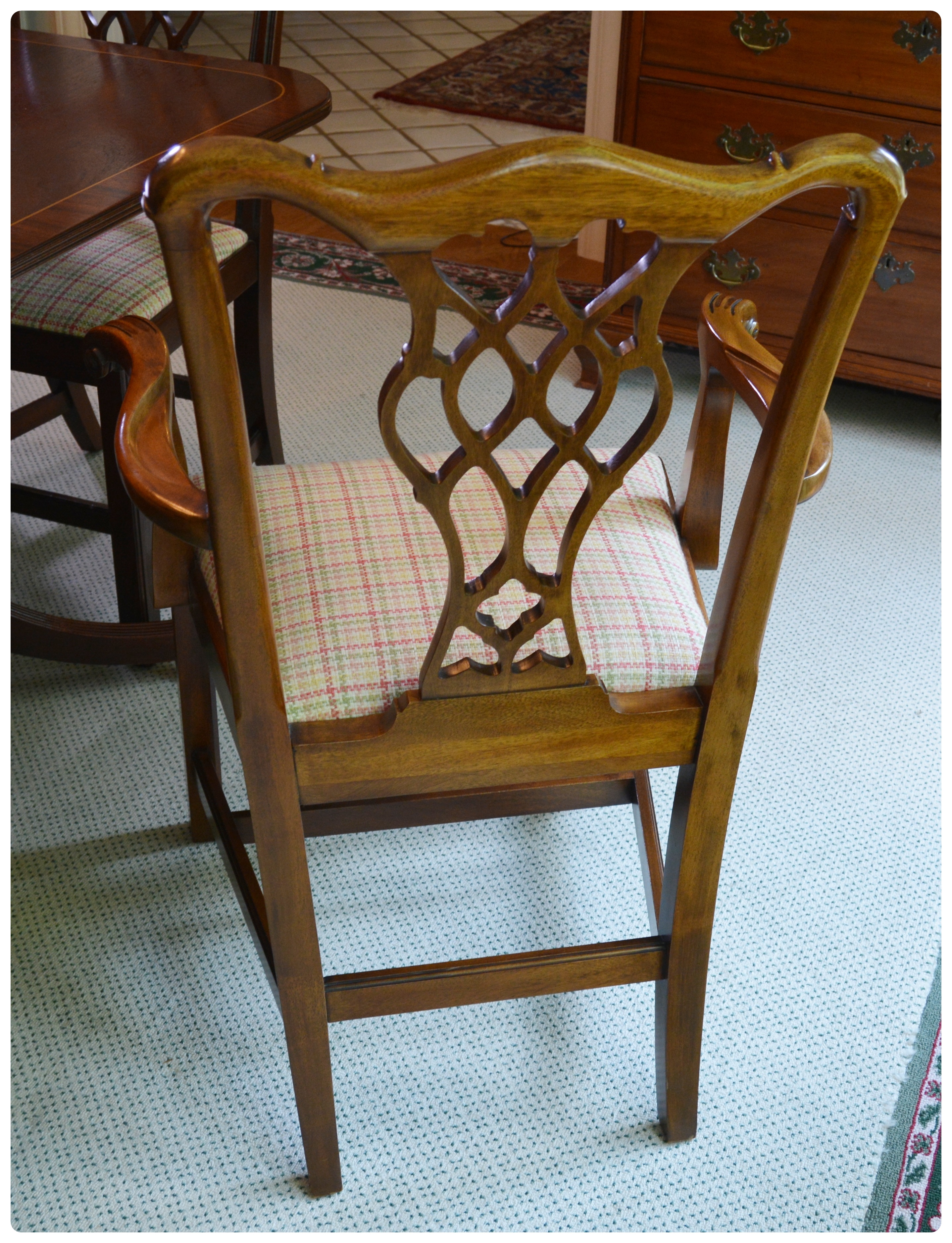 Baker Historic Charleston Dining Table with Baker Chippendale Dining Chairs