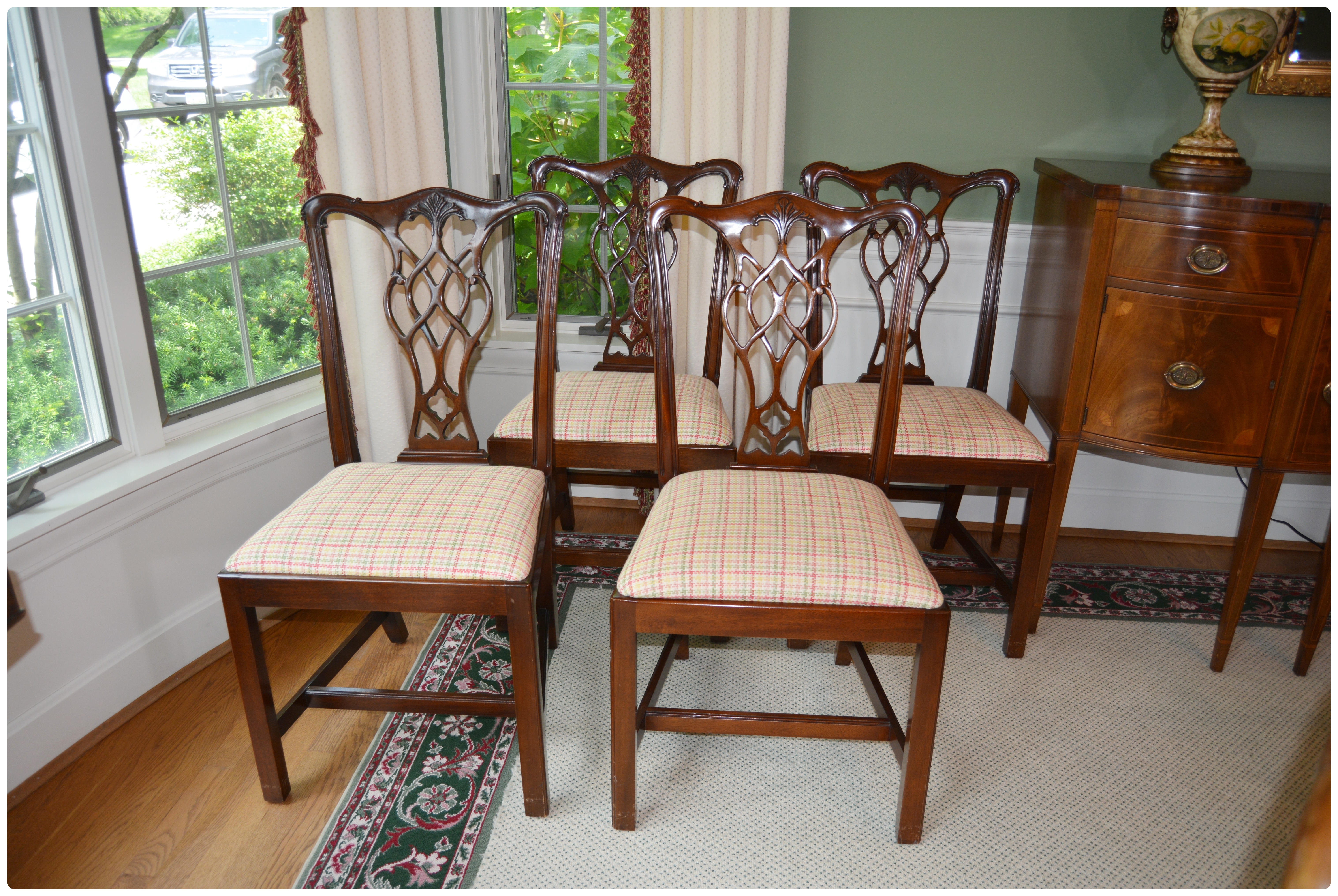 Baker Historic Charleston Dining Table with Baker Chippendale Dining Chairs