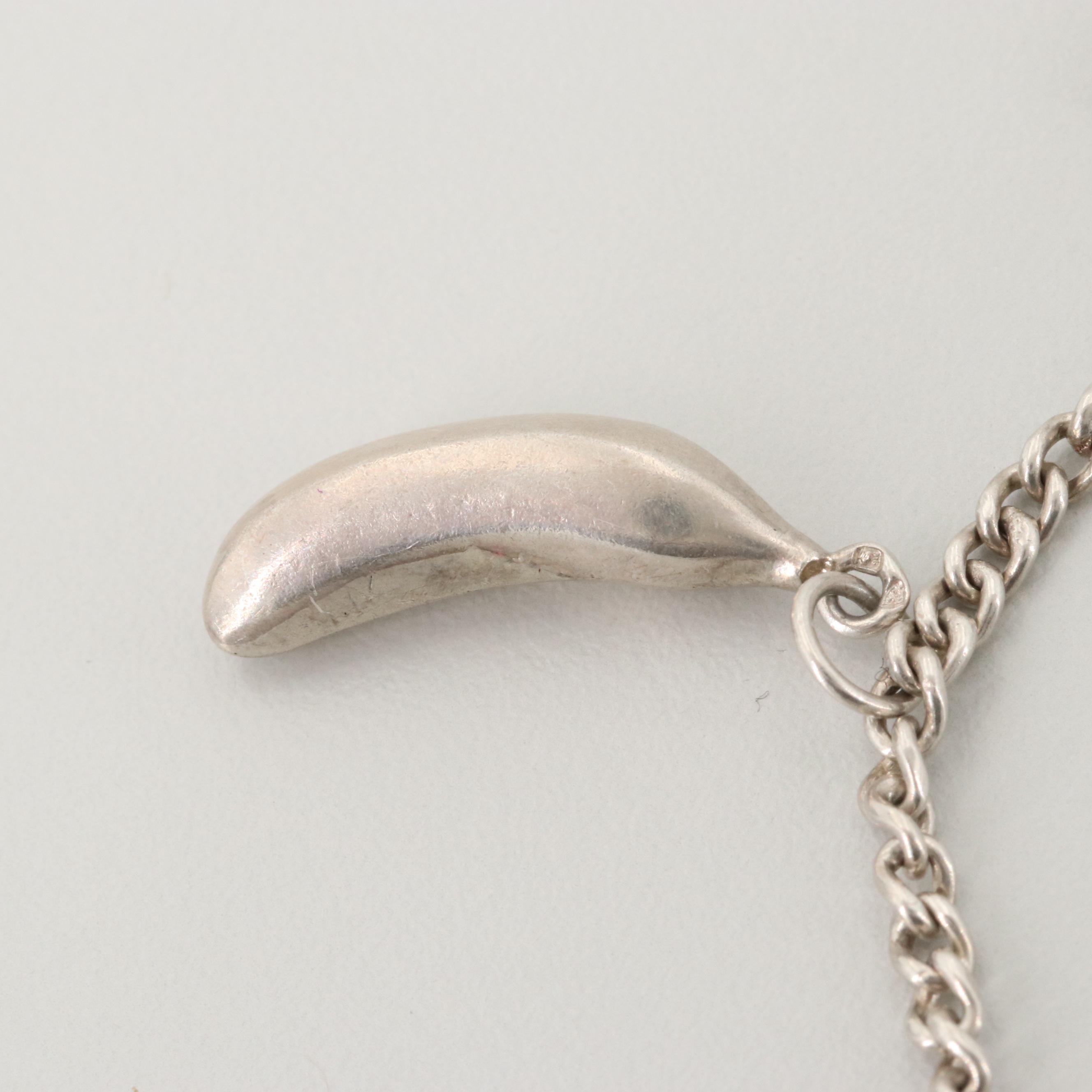 Vintage Sterling Silver Glass Charm Bracelet