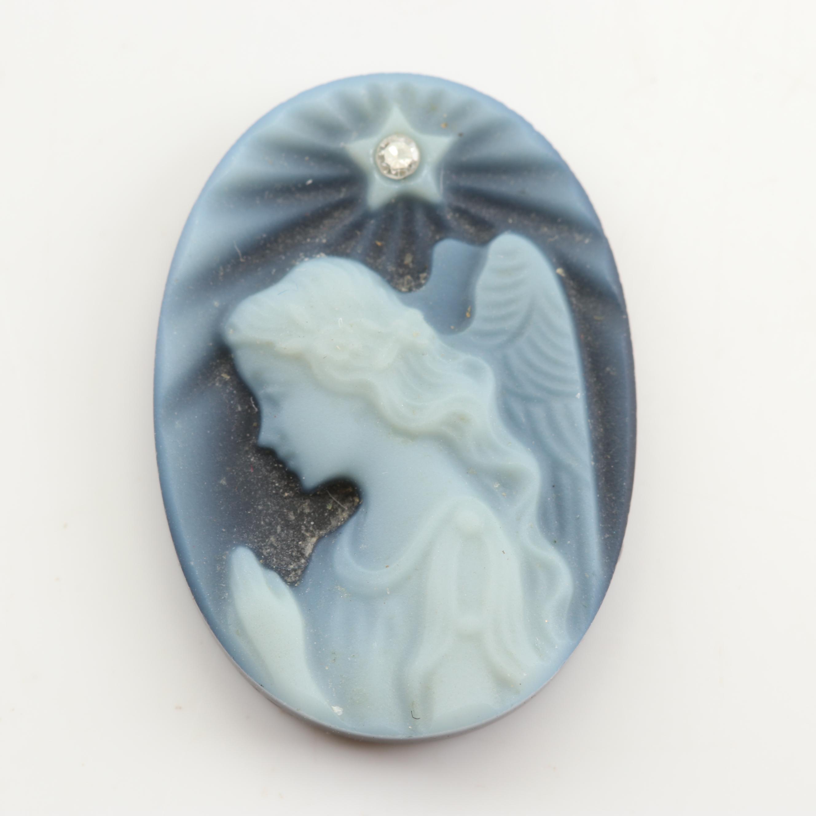 Loose Carved Onyx Cameo with Diamond Accent