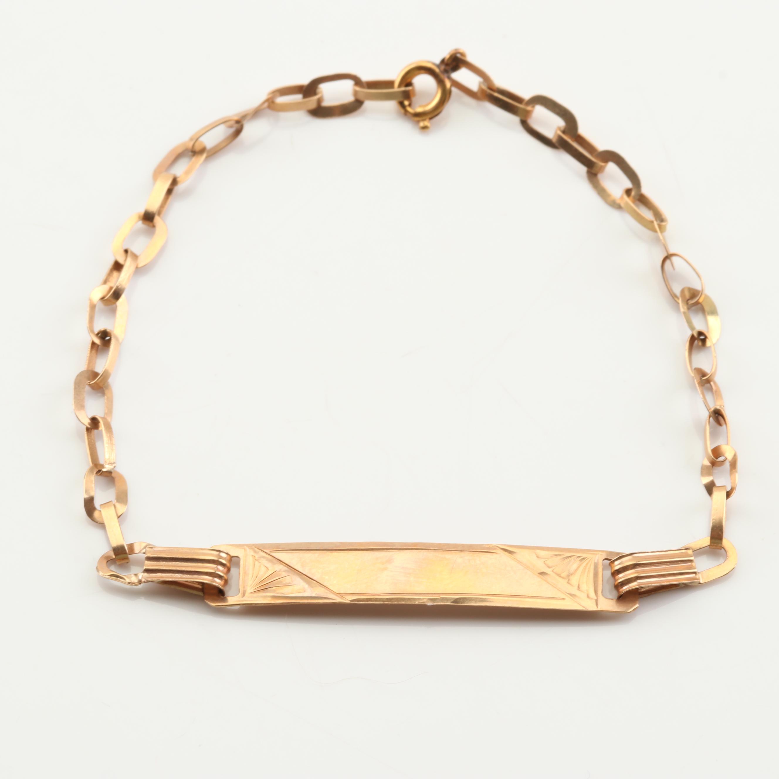 14K Yellow Gold Bar Bracelet with Gold Filled Clasp