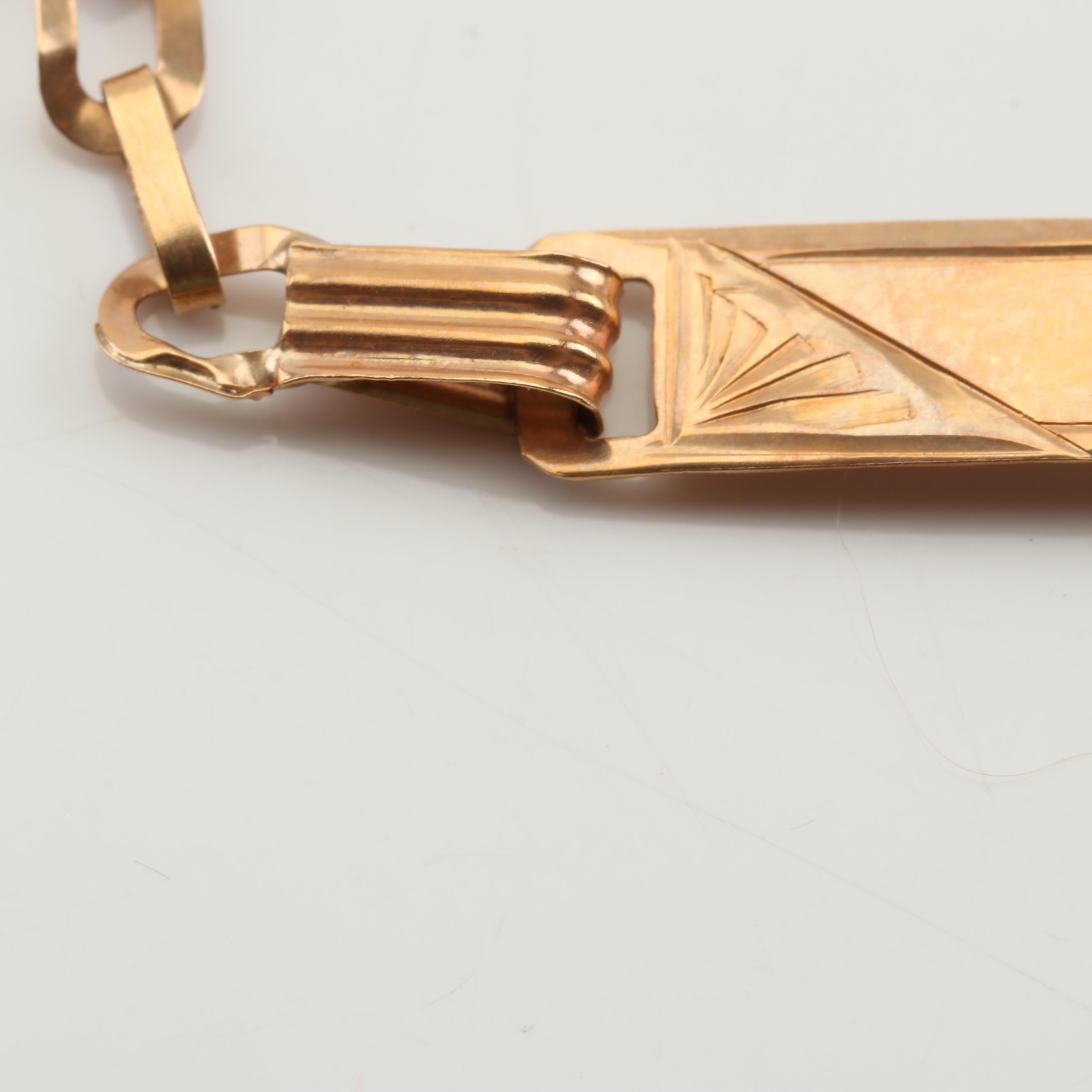 14K Yellow Gold Bar Bracelet with Gold Filled Clasp