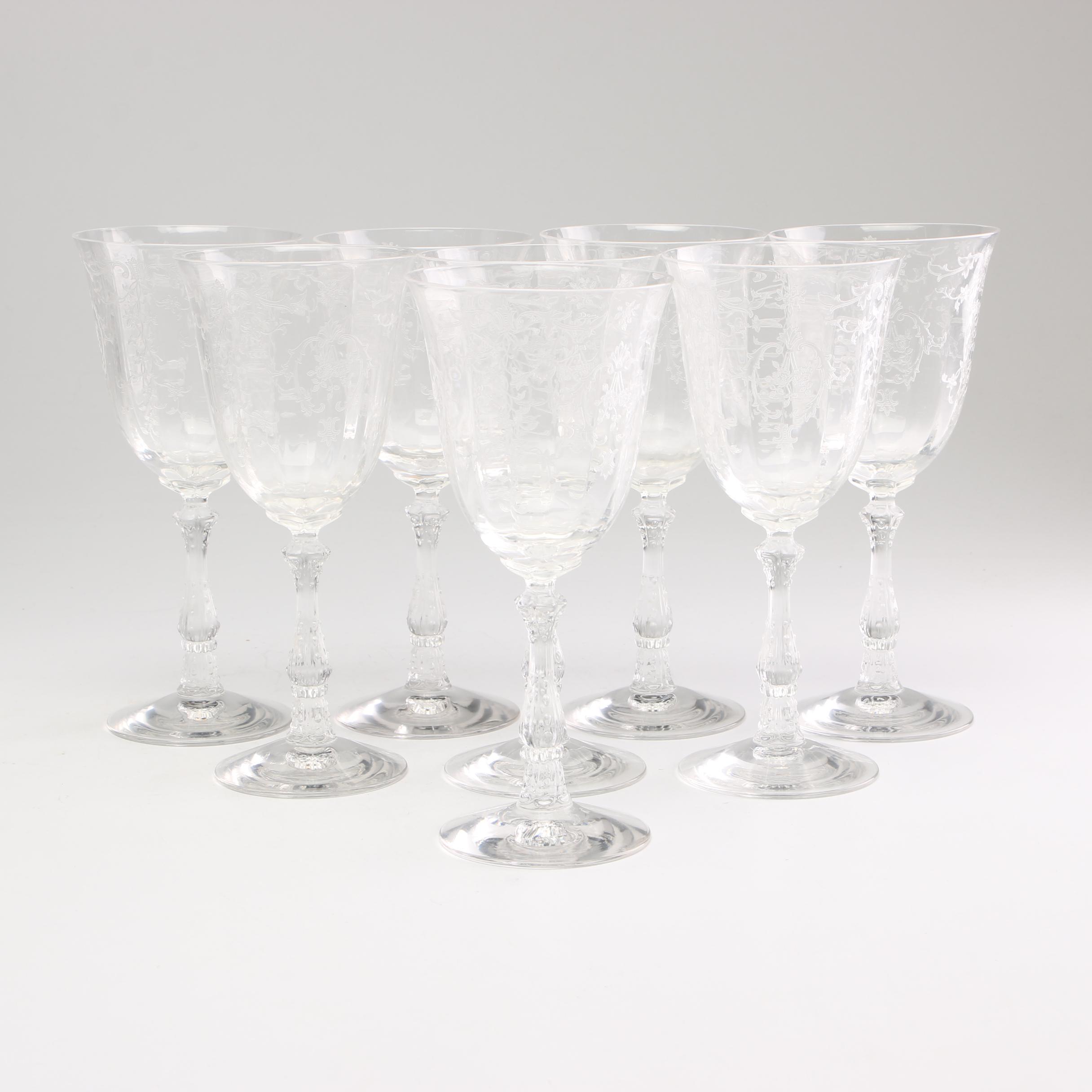 Fostoria "Navarre" Blown Glass Wine Glasses, Mid to Late 20th Century