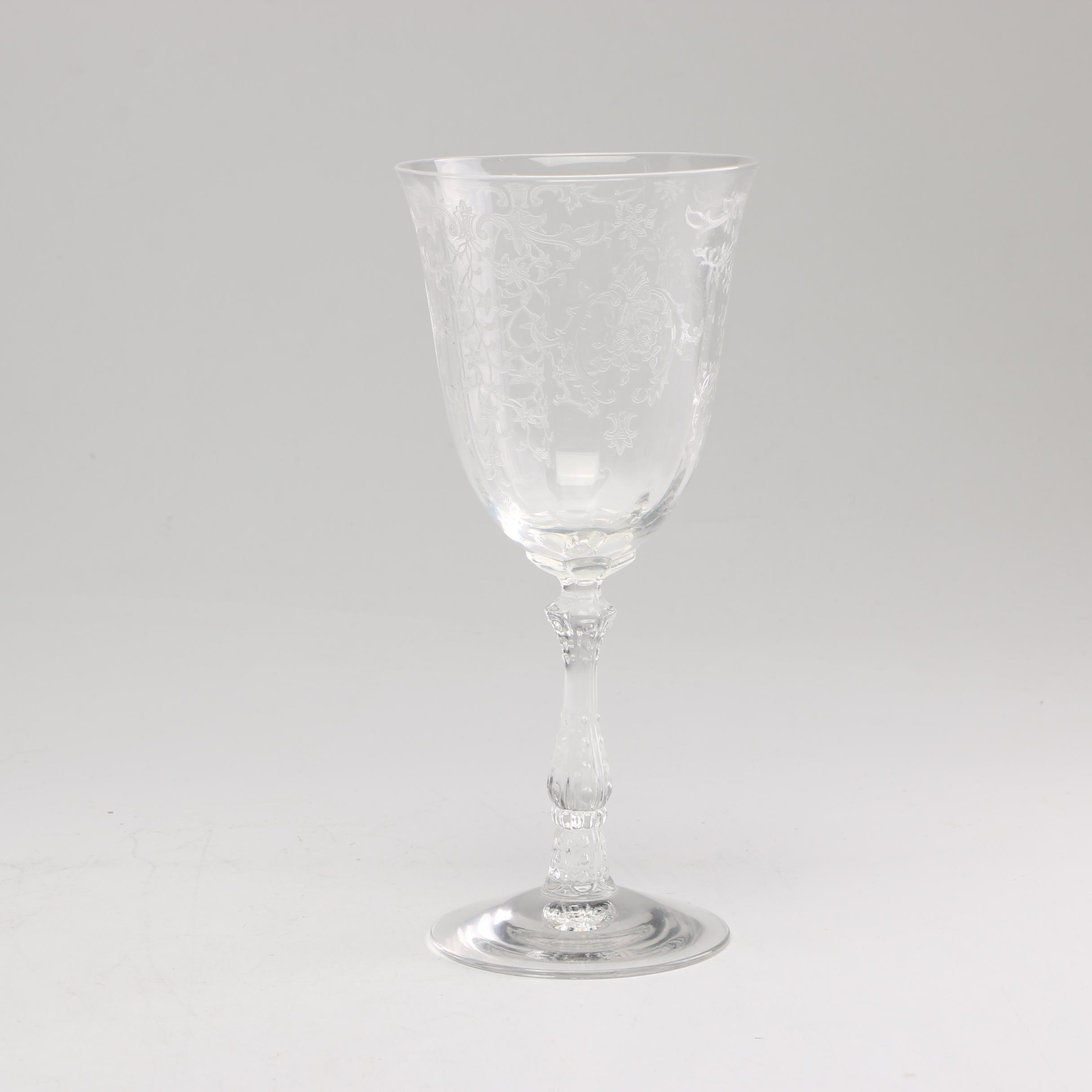 Fostoria "Navarre" Blown Glass Wine Glasses, Mid to Late 20th Century