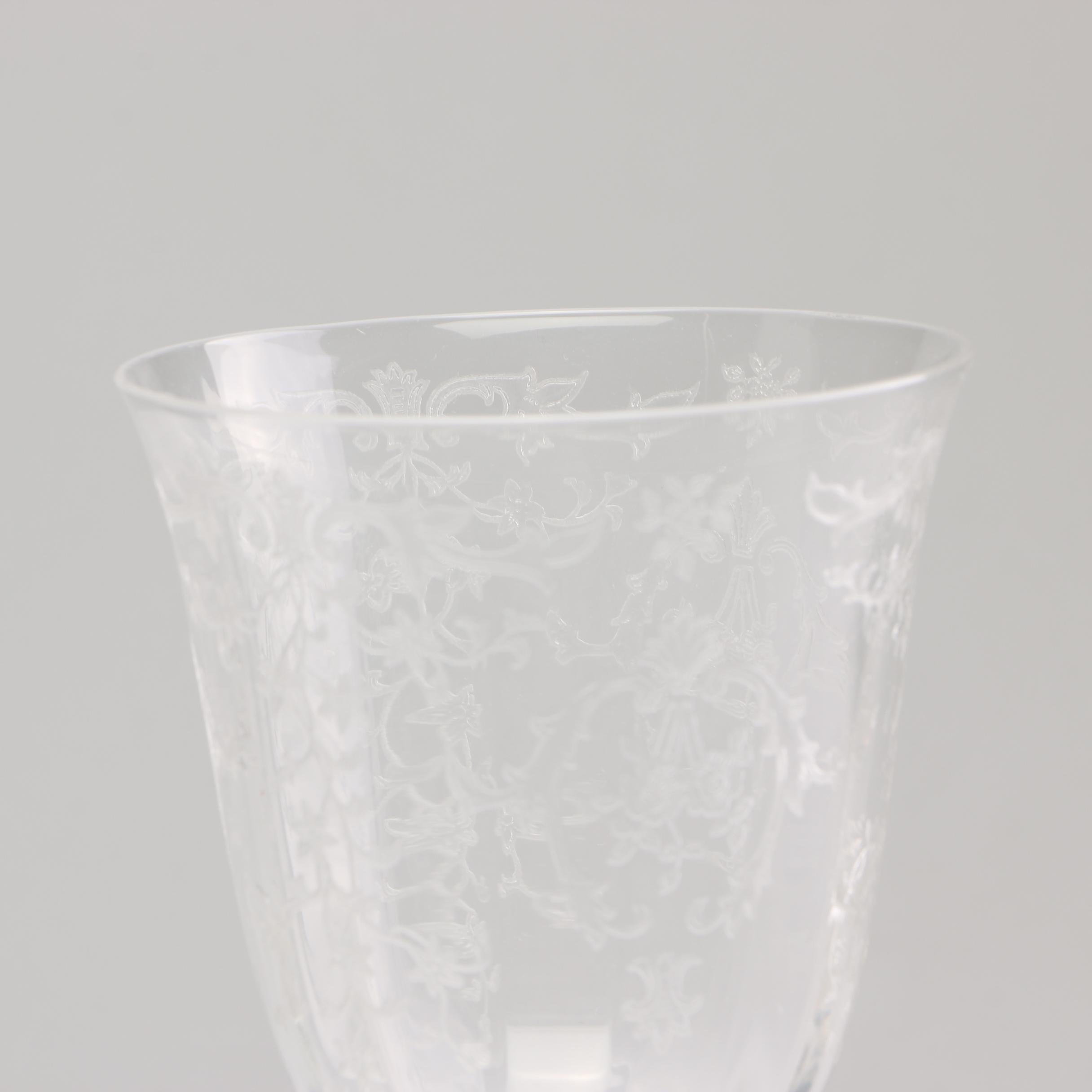 Fostoria "Navarre" Blown Glass Wine Glasses, Mid to Late 20th Century