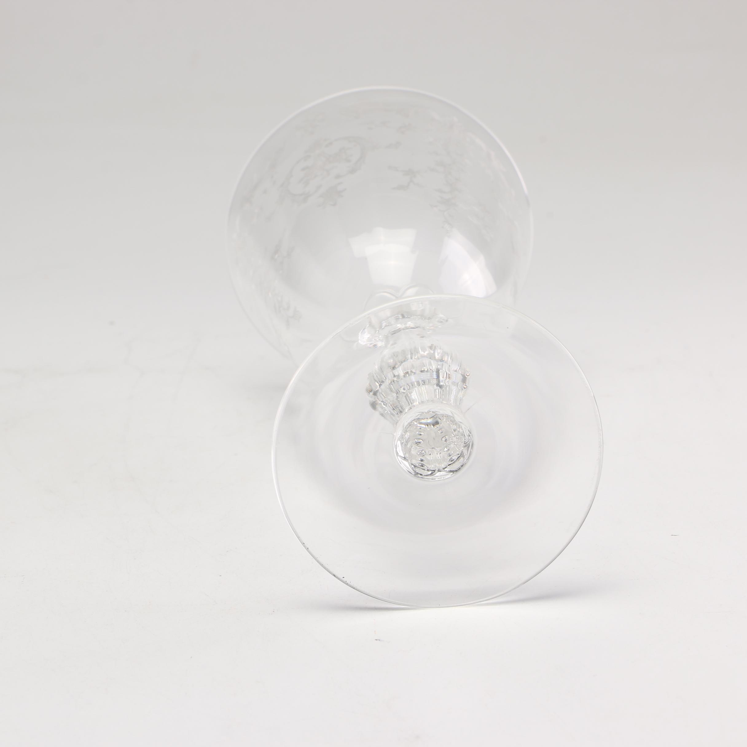 Fostoria "Navarre" Blown Glass Wine Glasses, Mid to Late 20th Century