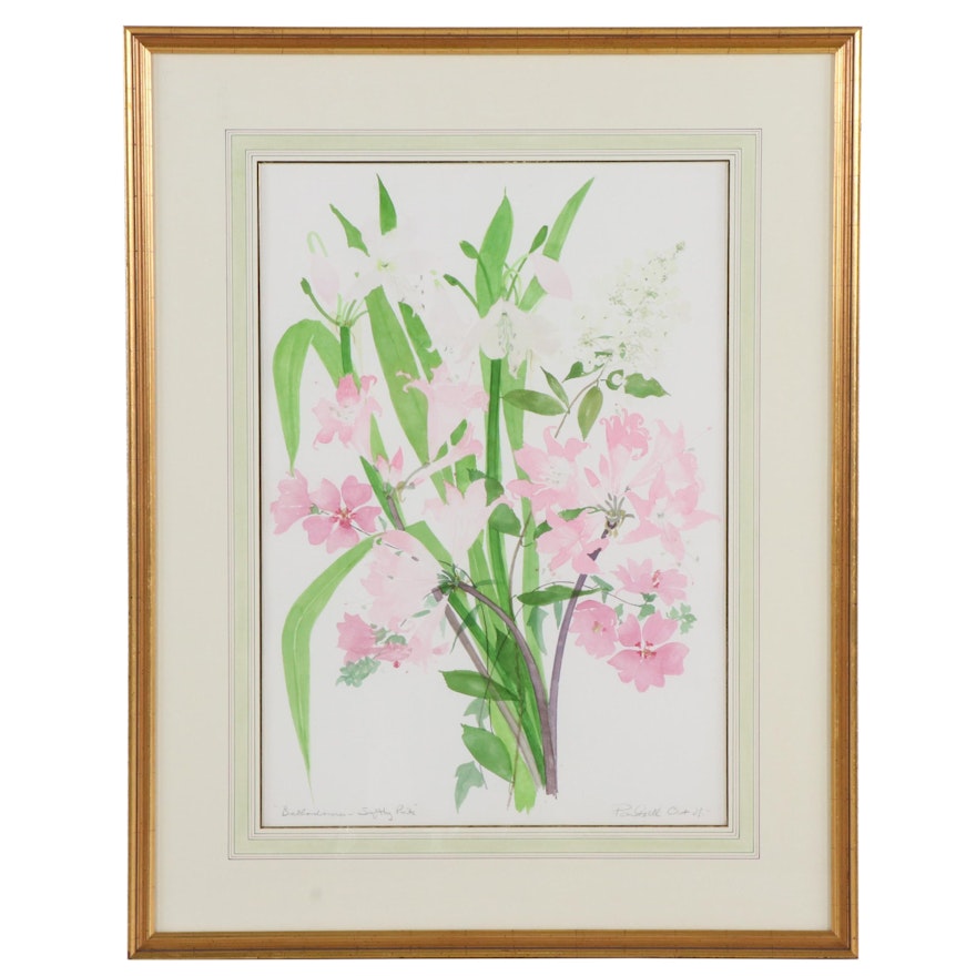 Late 20th Century Watercolor Painting "Softly Pink"