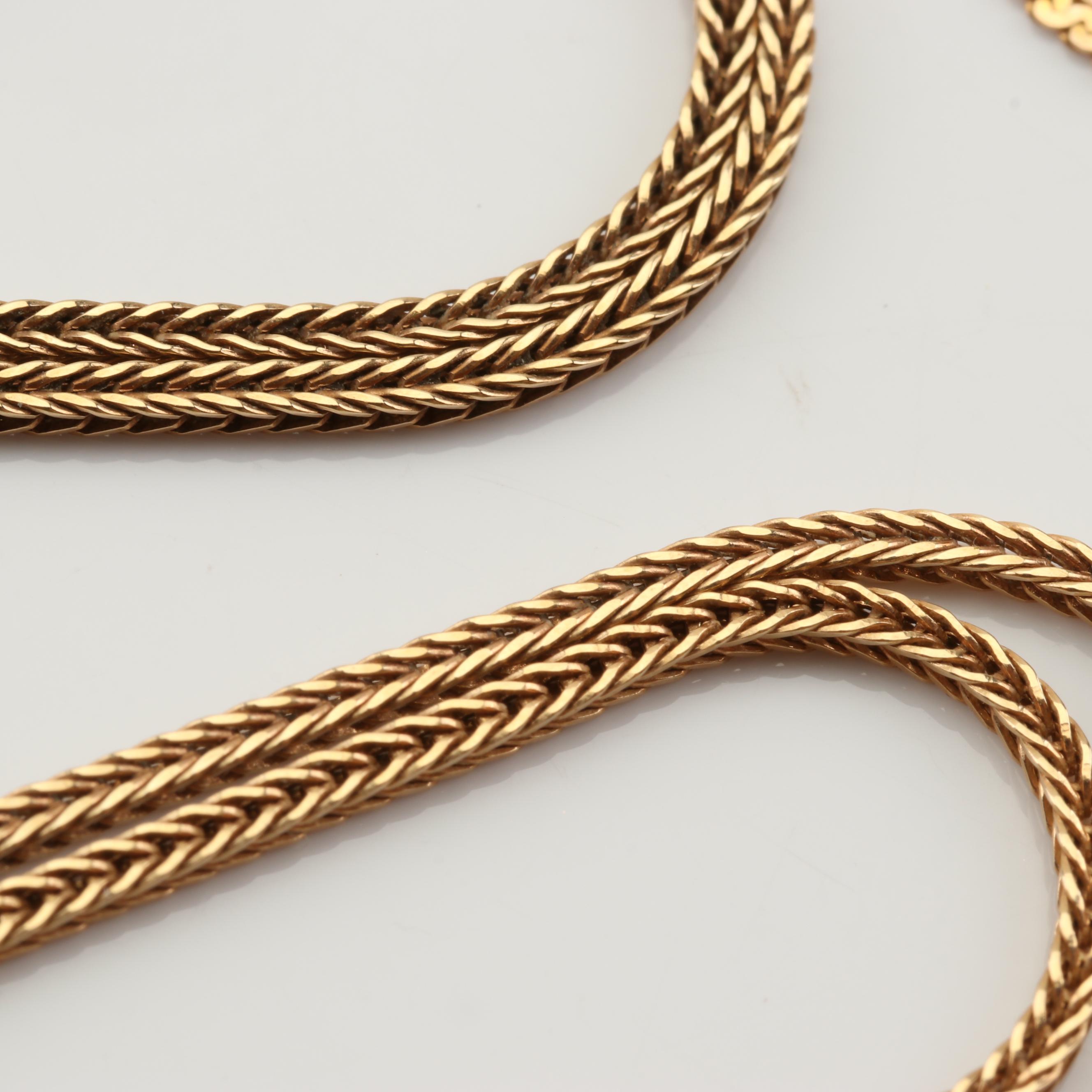 14K Yellow Gold Foxtail Chain and "S" Link Chain