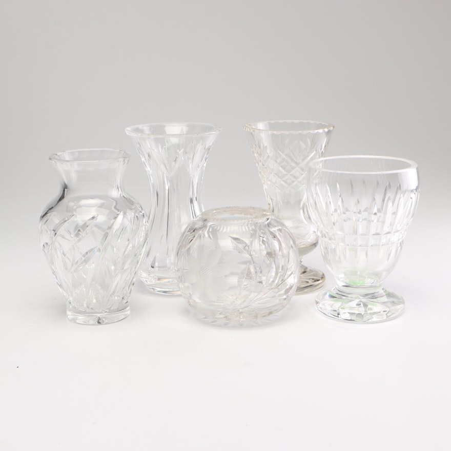 Cut Crystal Vases Including Waterford