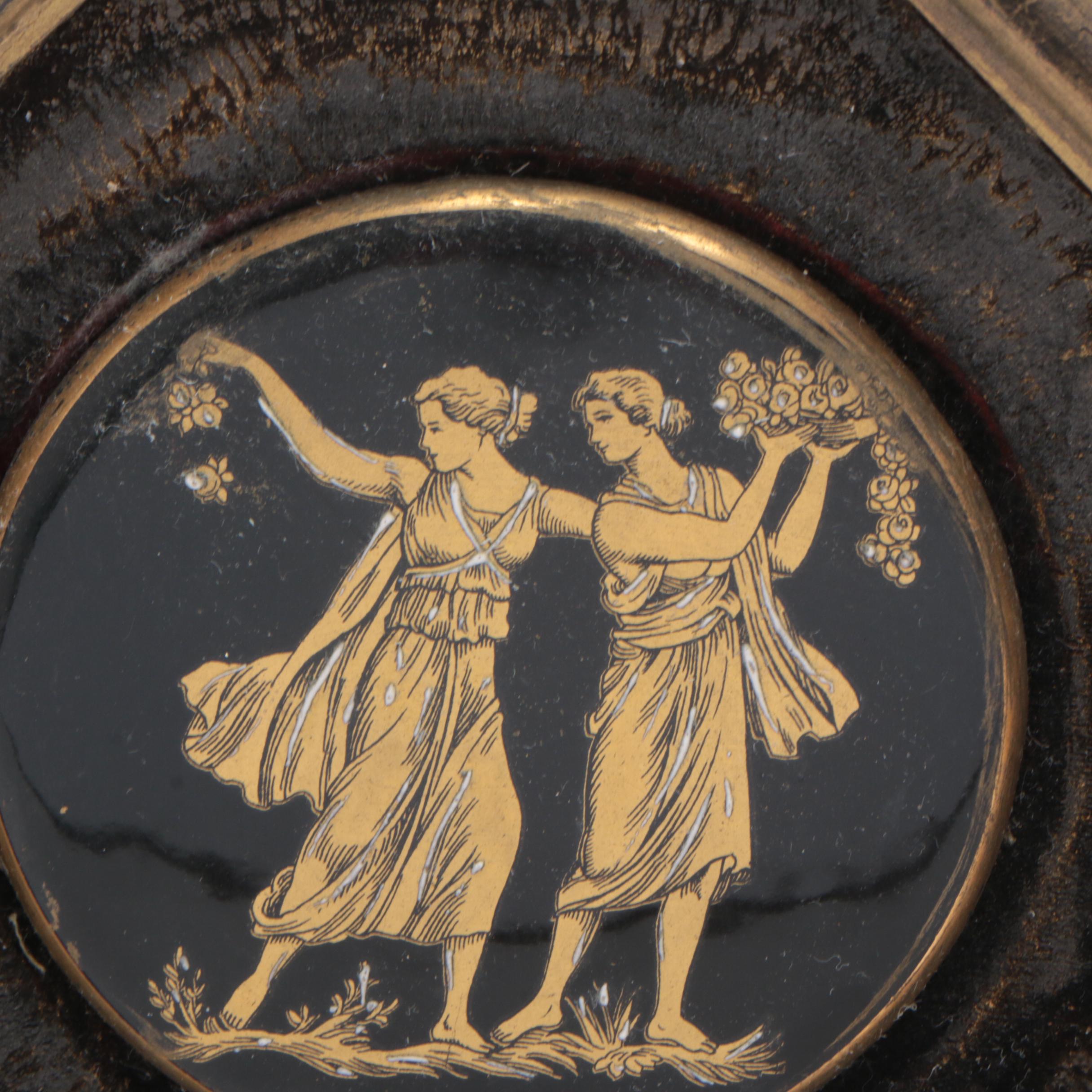 Landex Ceramic Mantel Clock and Greco-Roman Style Wall Plaque