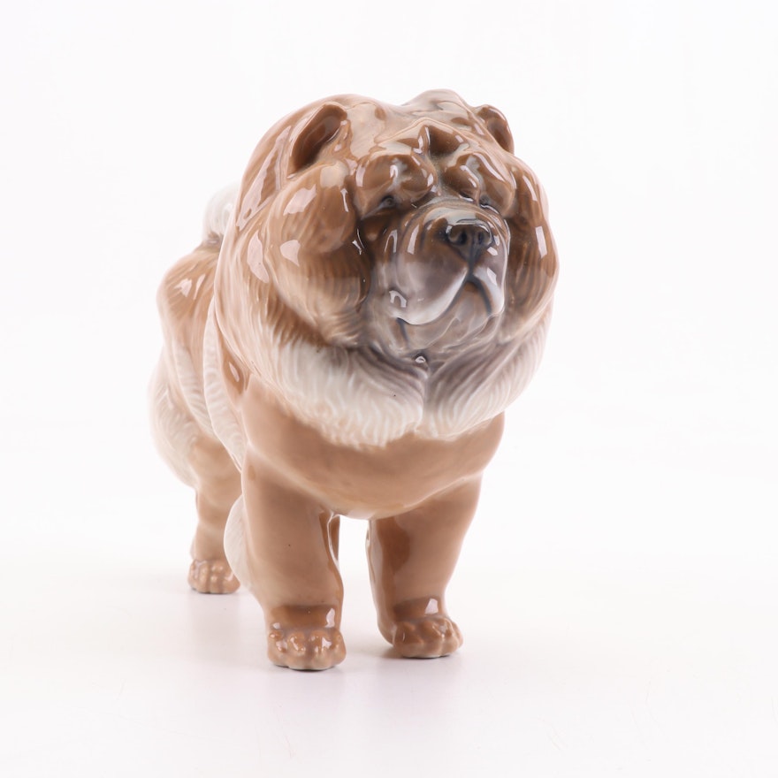 Royal Copenhagen Porcelain Pomeranian Dog Figurine, Early 20th Century