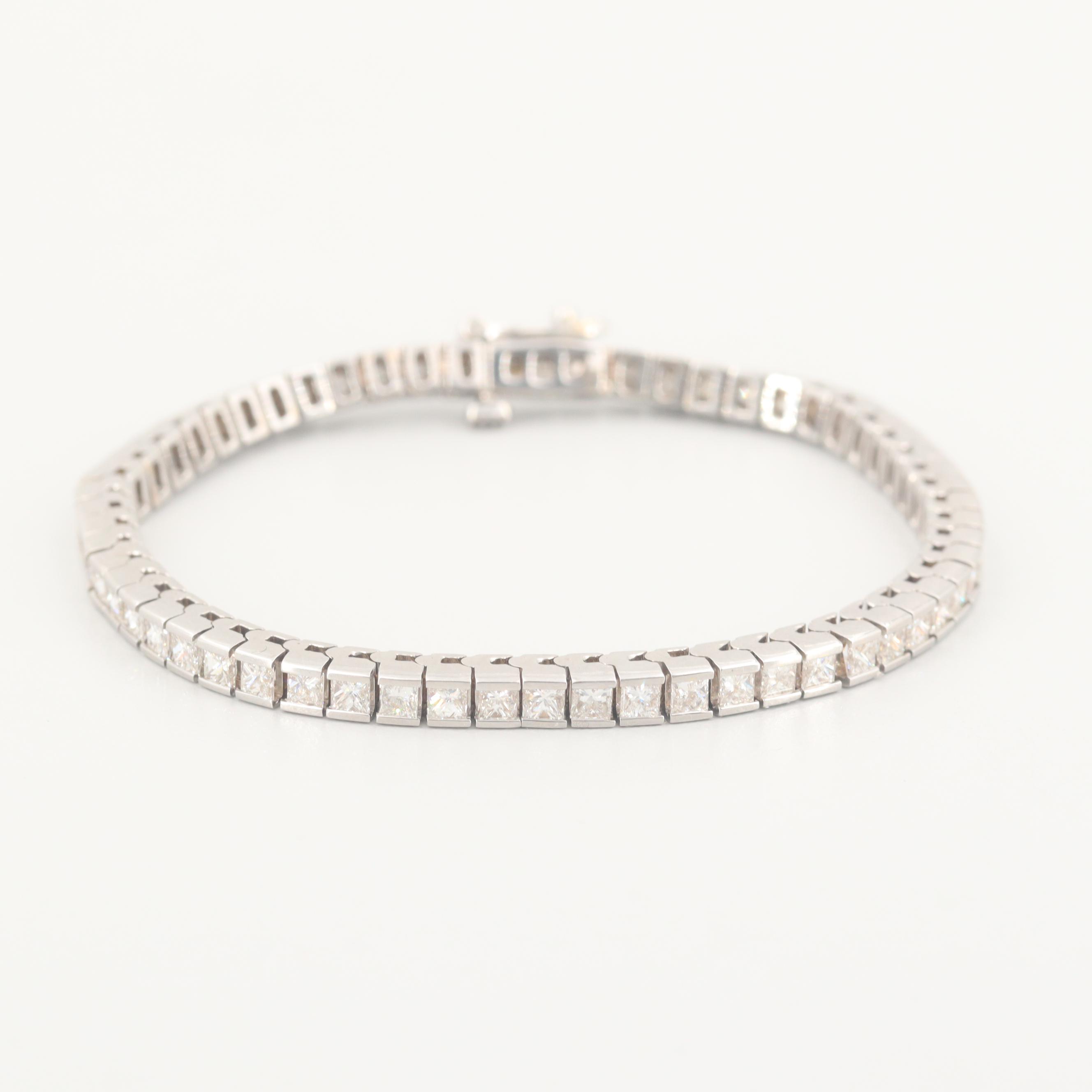 18K White Gold 5.90 CTW Diamond Tennis Bracelet