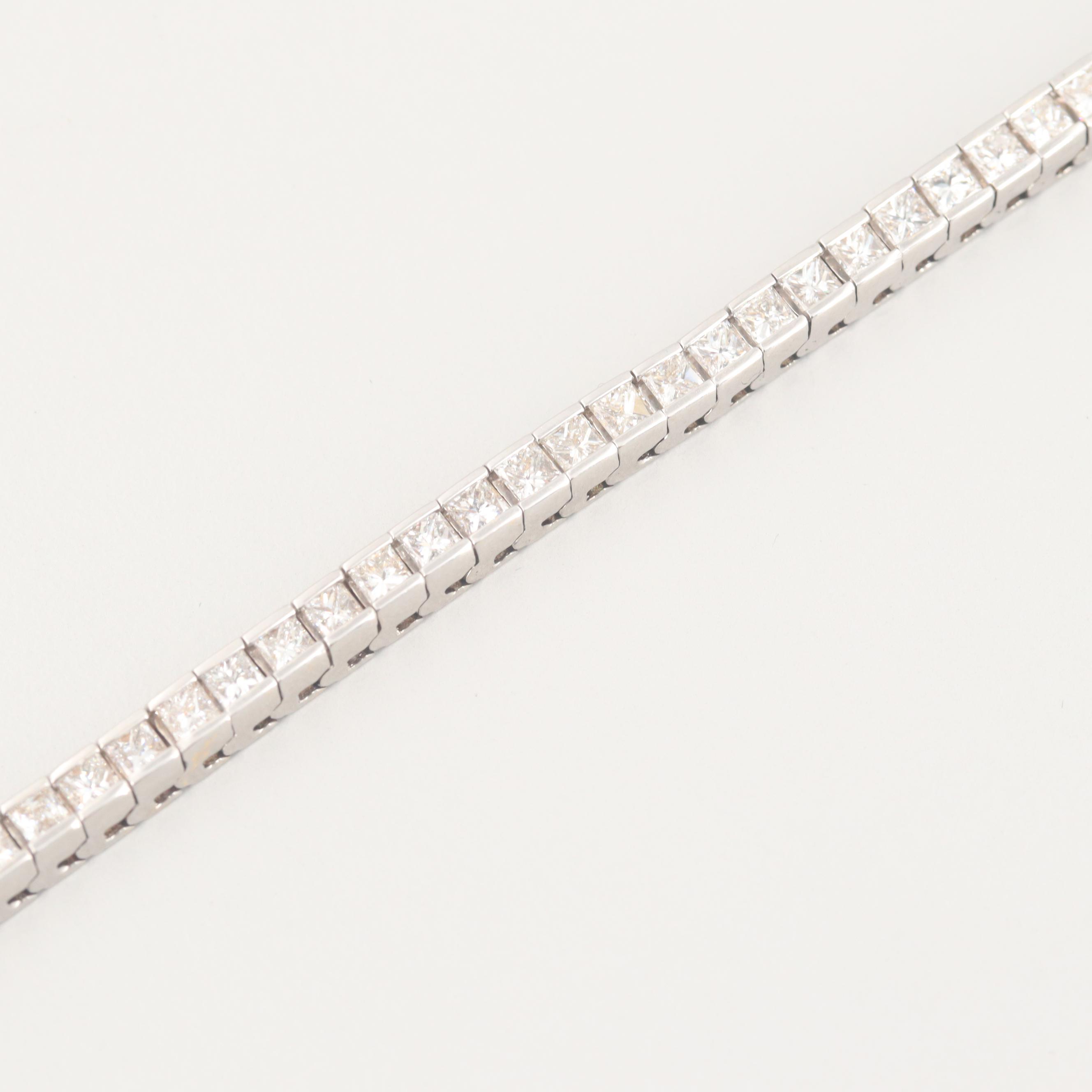 18K White Gold 5.90 CTW Diamond Tennis Bracelet