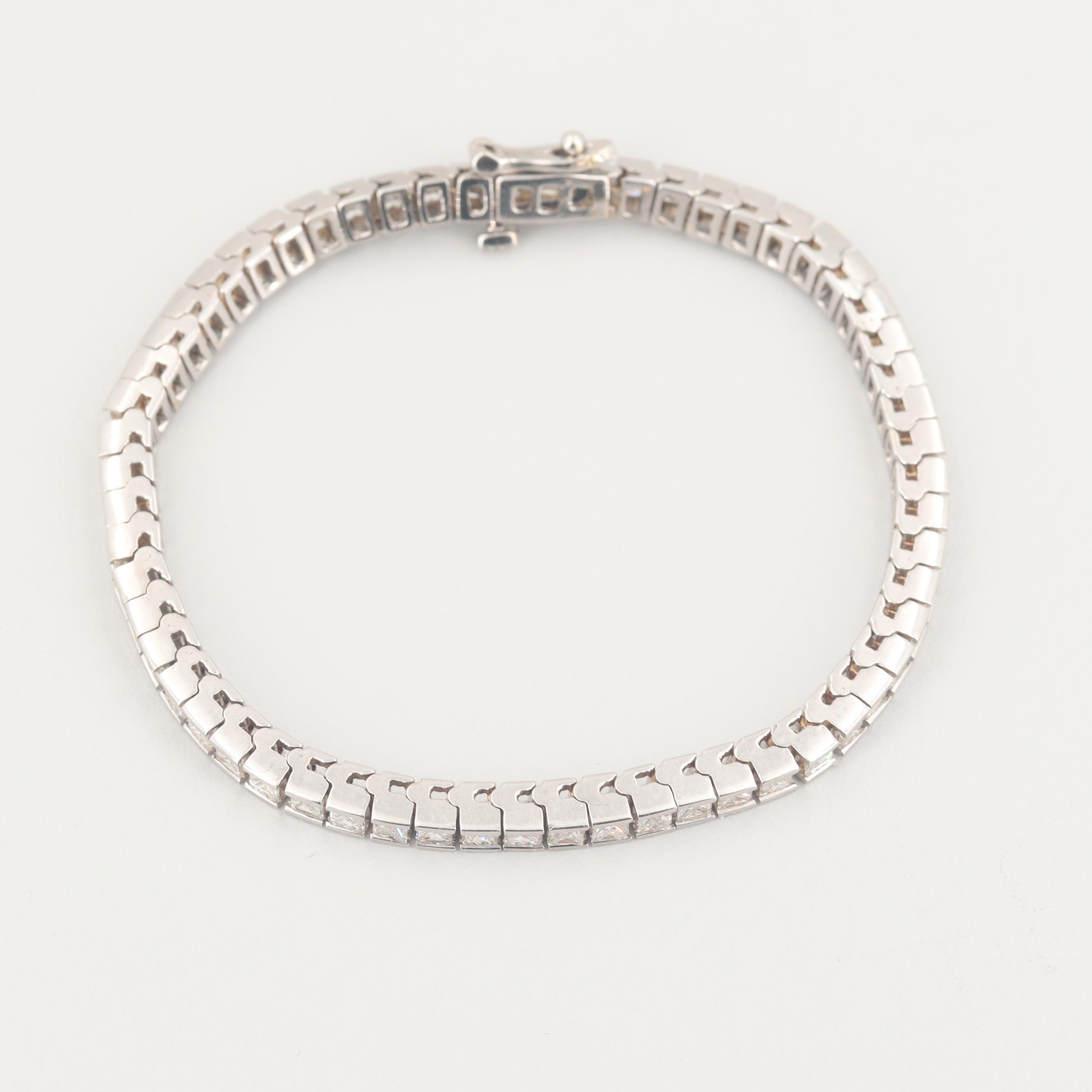 18K White Gold 5.90 CTW Diamond Tennis Bracelet