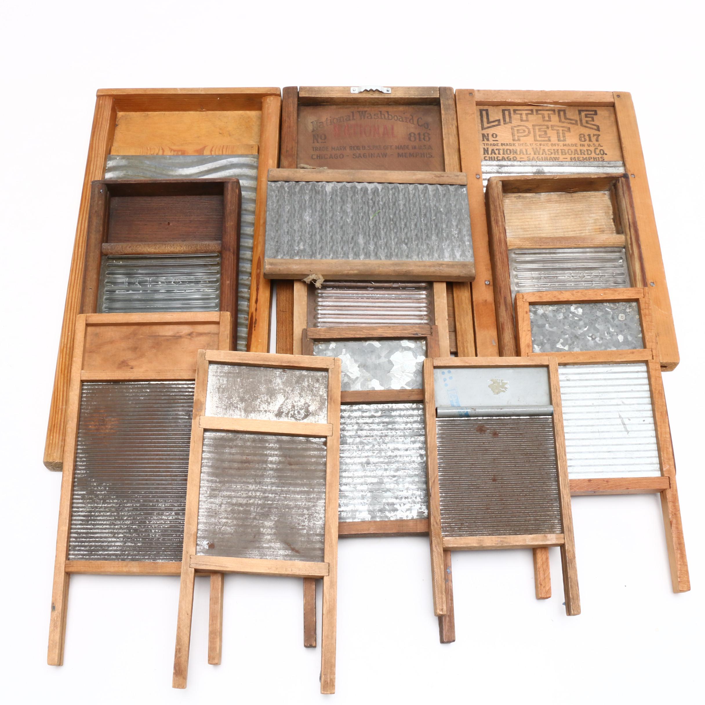National Washboard Co. Tin, Glass and Wooden Washboards