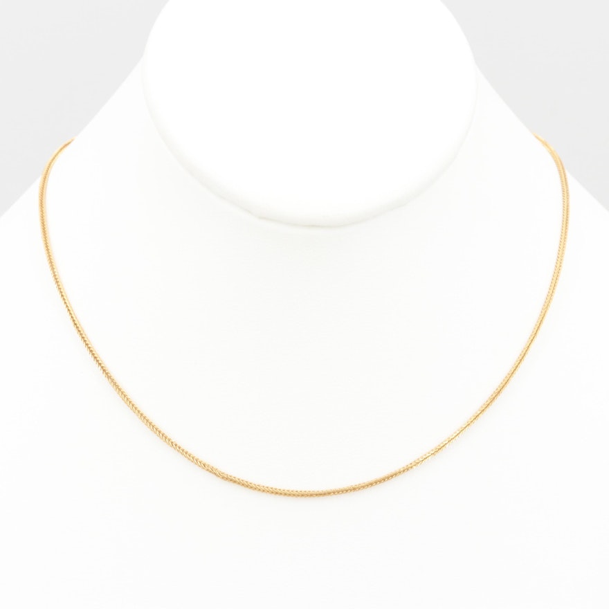 18K Yellow Gold Wheat Chain Necklace