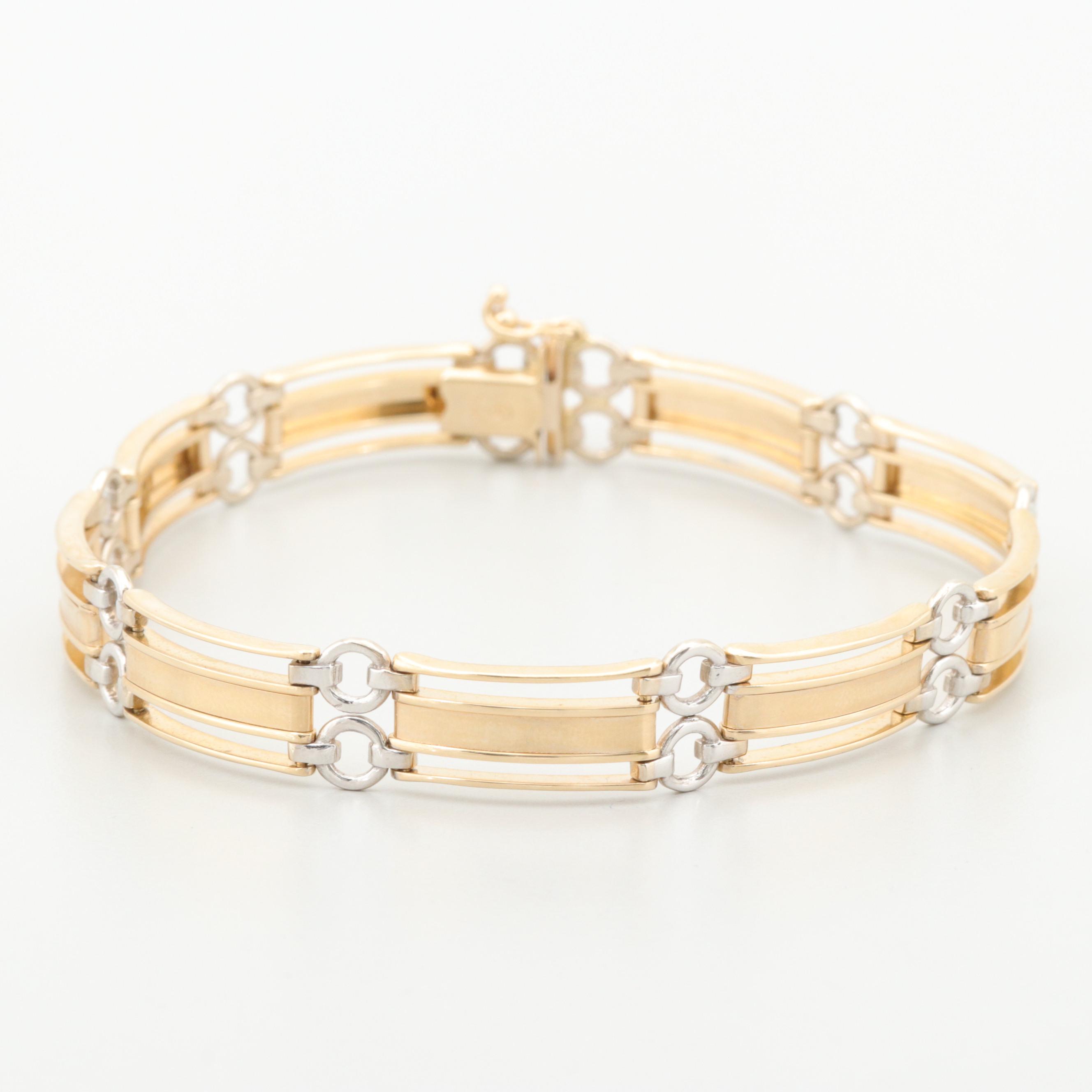 14K Yellow Gold Bracelet with White Gold Accents
