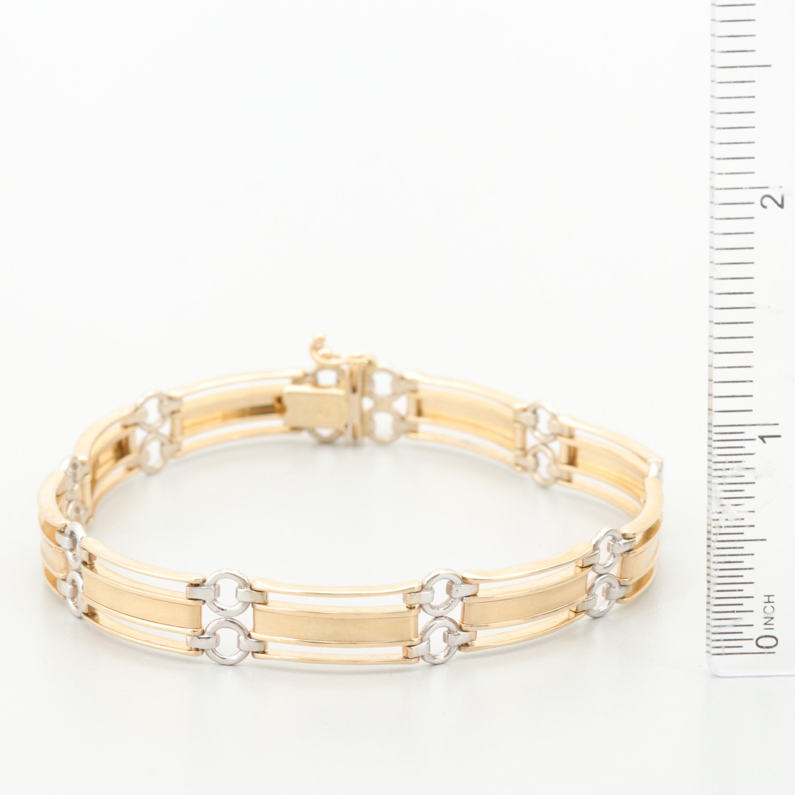 14K Yellow Gold Bracelet with White Gold Accents