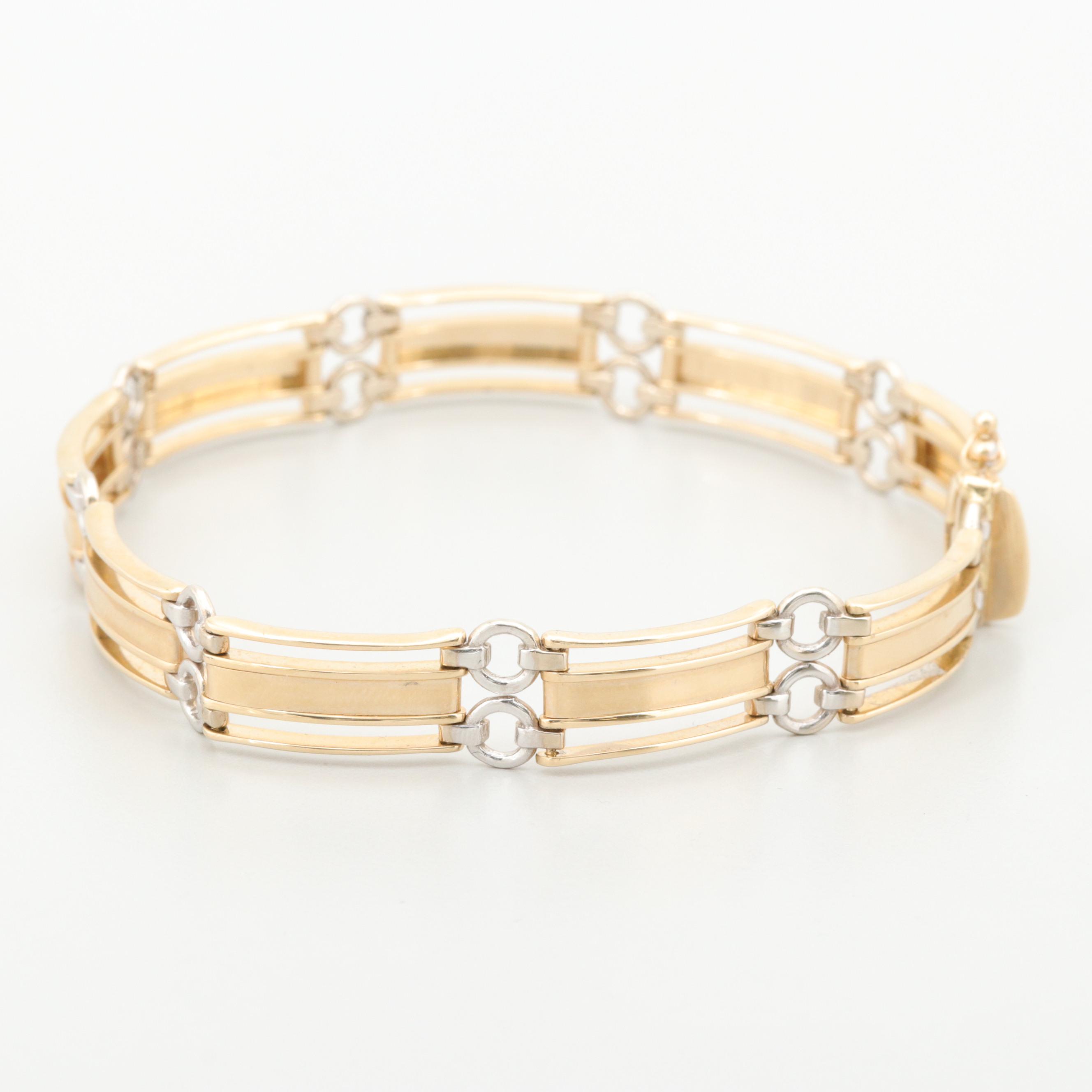 14K Yellow Gold Bracelet with White Gold Accents