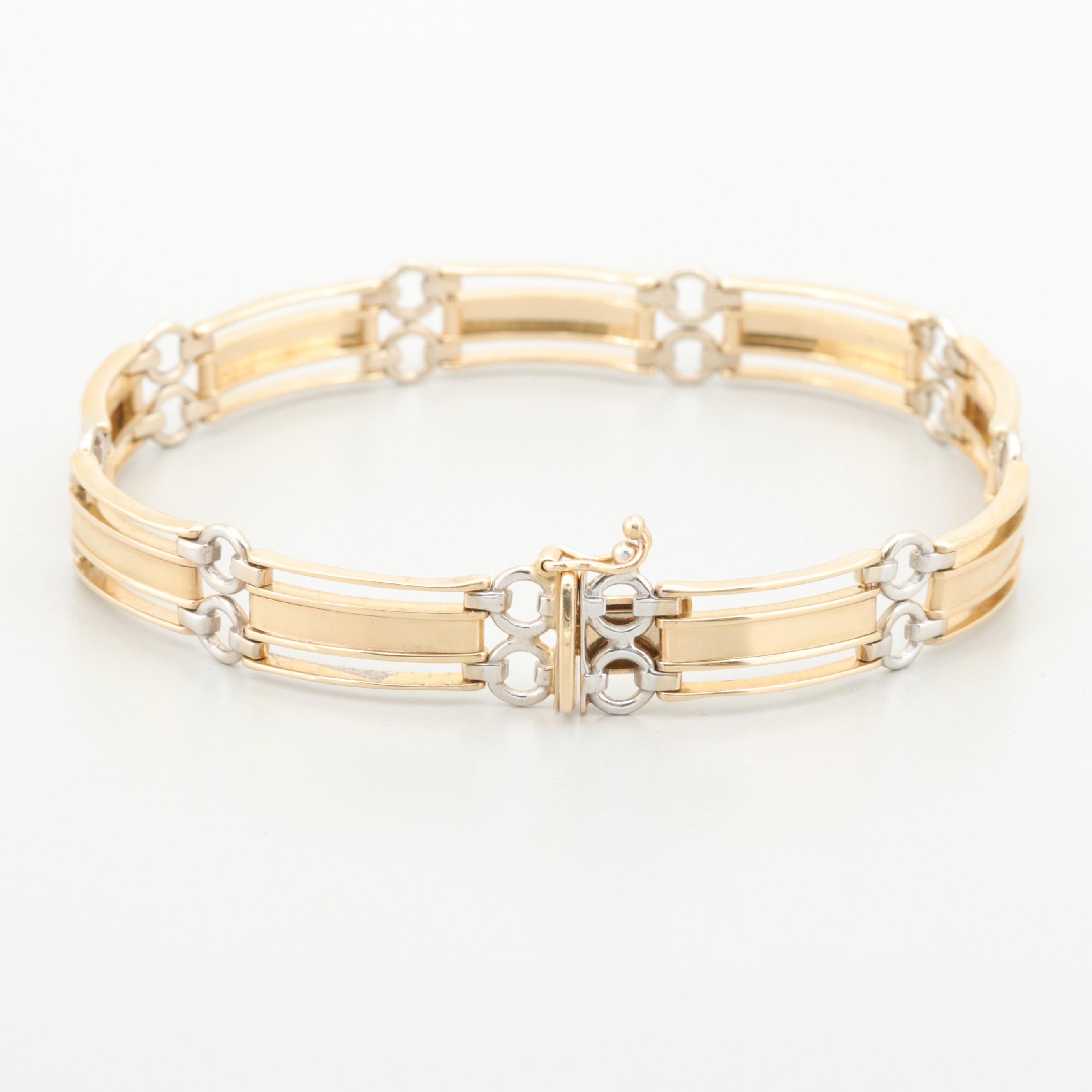 14K Yellow Gold Bracelet with White Gold Accents