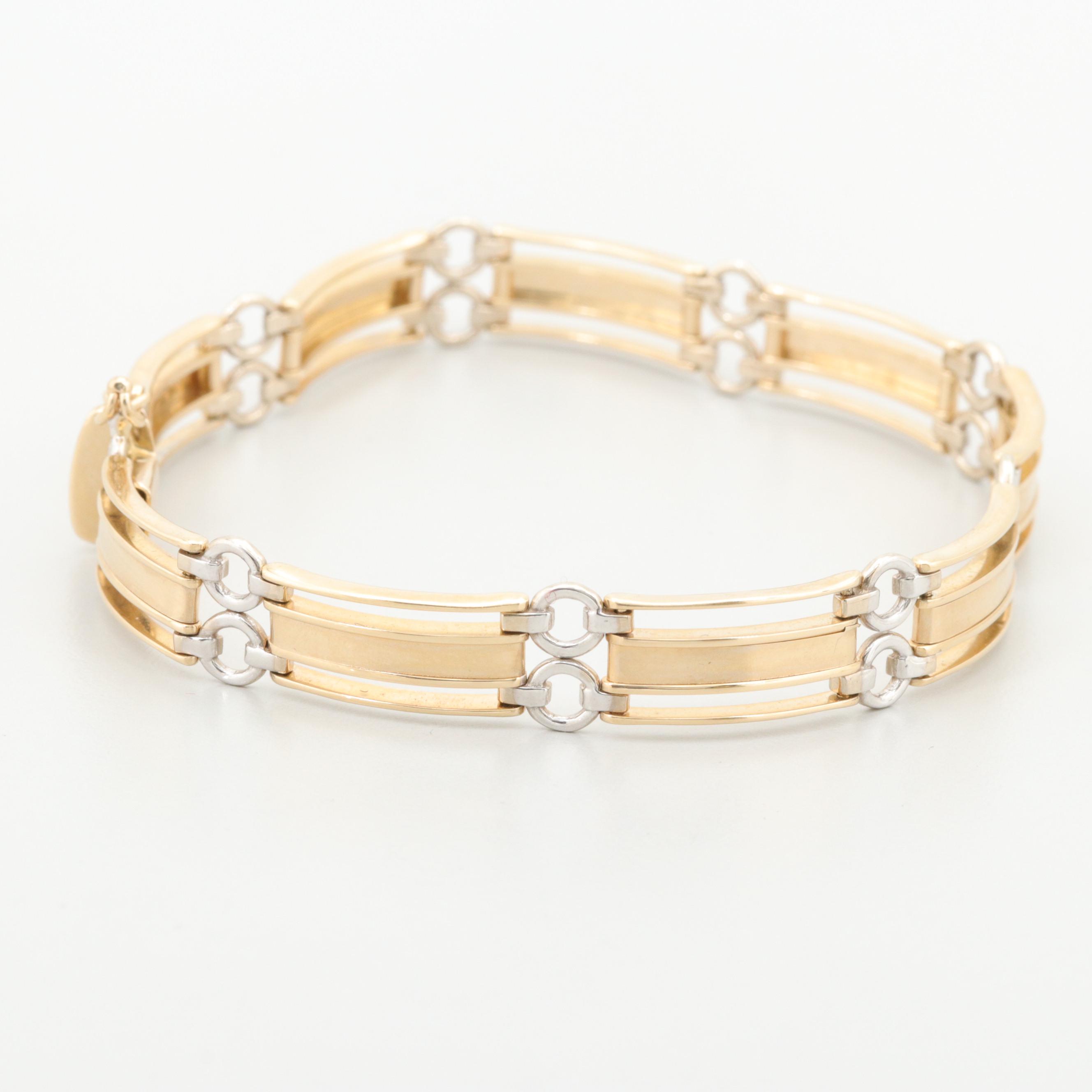 14K Yellow Gold Bracelet with White Gold Accents