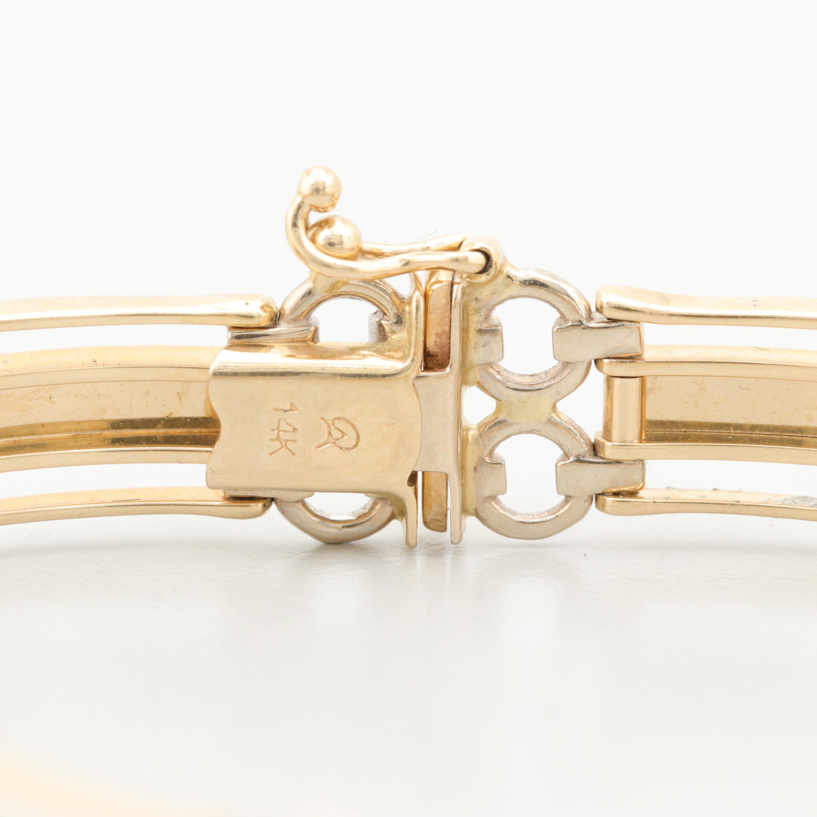 14K Yellow Gold Bracelet with White Gold Accents