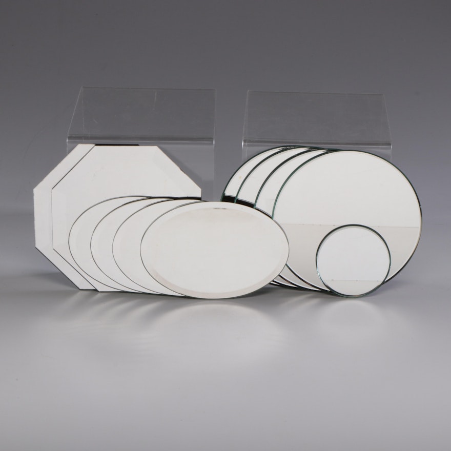 Mirrored Round, Oval and Octagonal Chargers, Contemporary