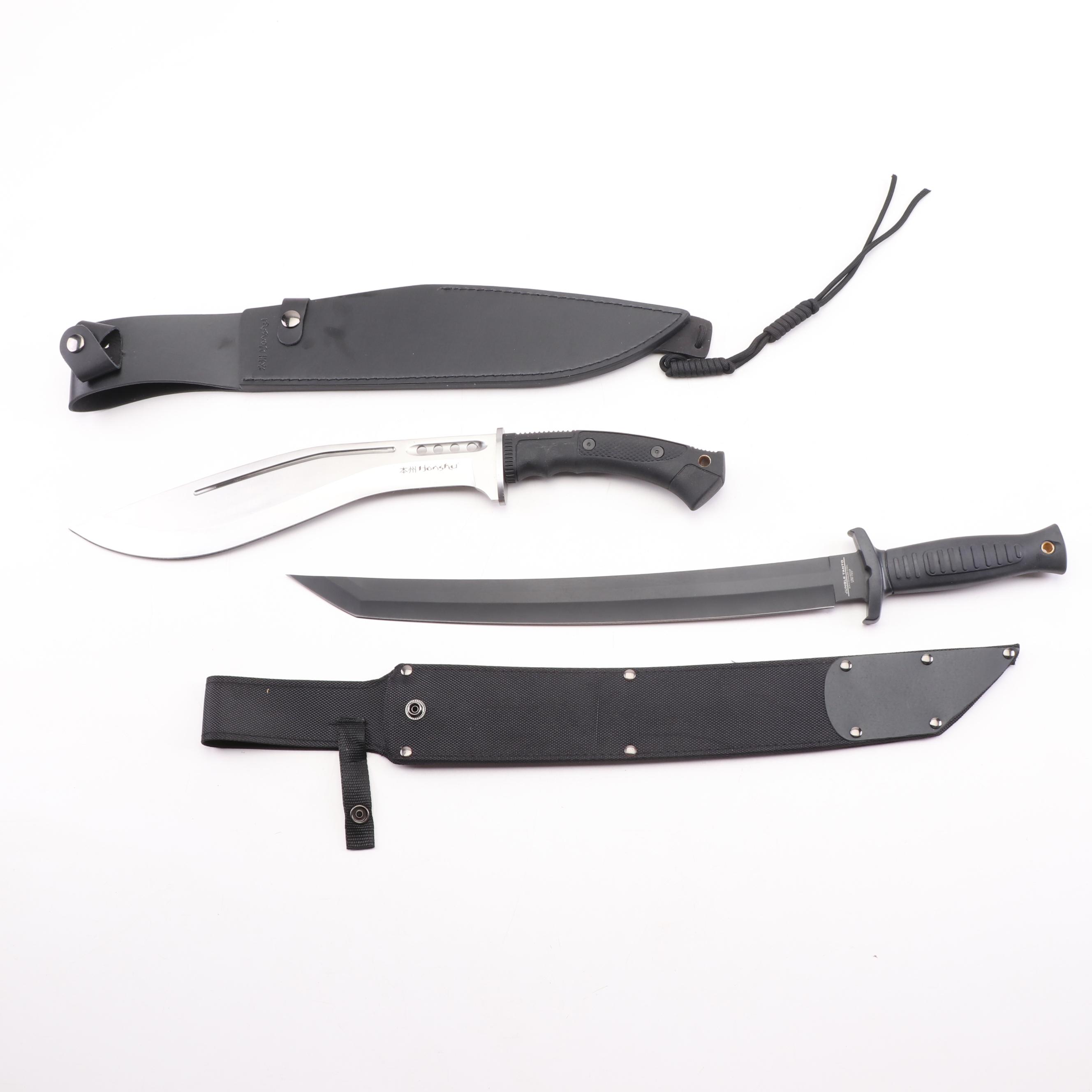 United Cutlery Honshu Boshin and Combat Commander Jungle Tanto Machete Knives