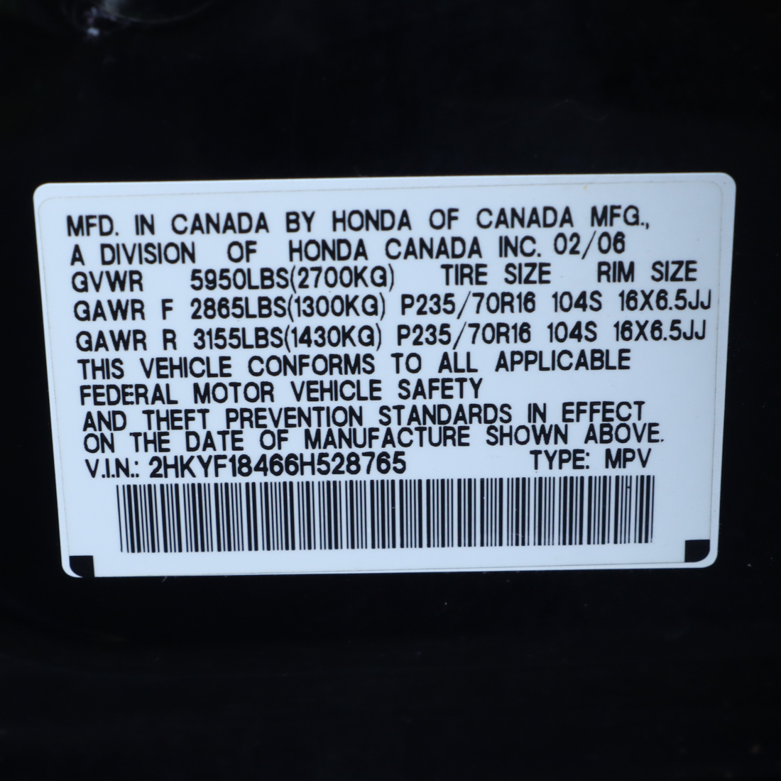 2006 Black Honda Pilot EX 4-Wheel Drive SUV