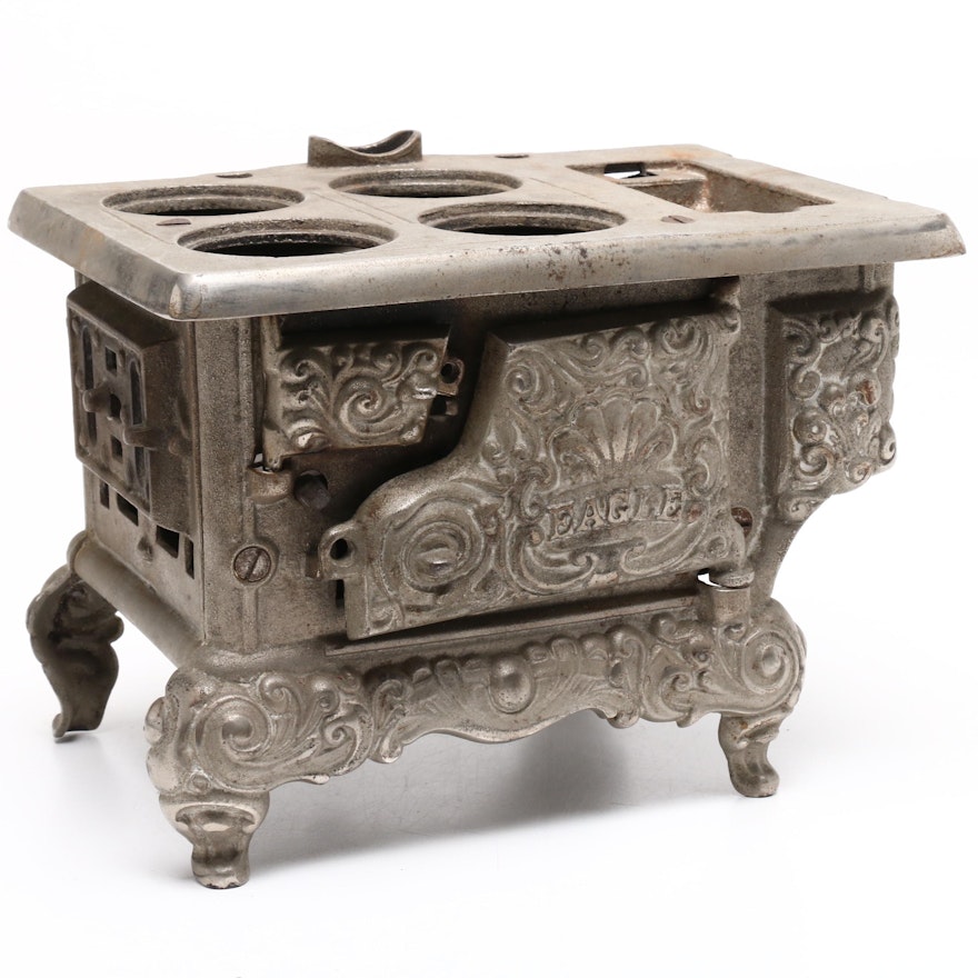 Lancaster Brand Eagle Cast Iron Miniature Toy Stove, Early to Mid 20th Century