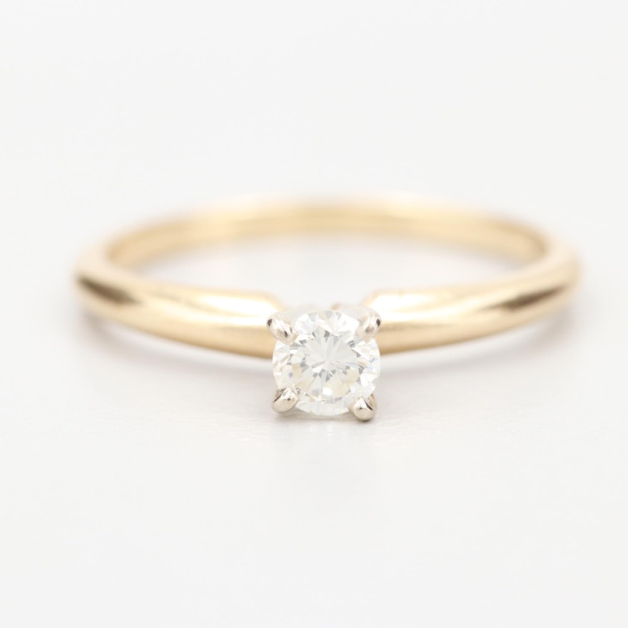 14K Yellow Gold Diamond Solitaire Ring