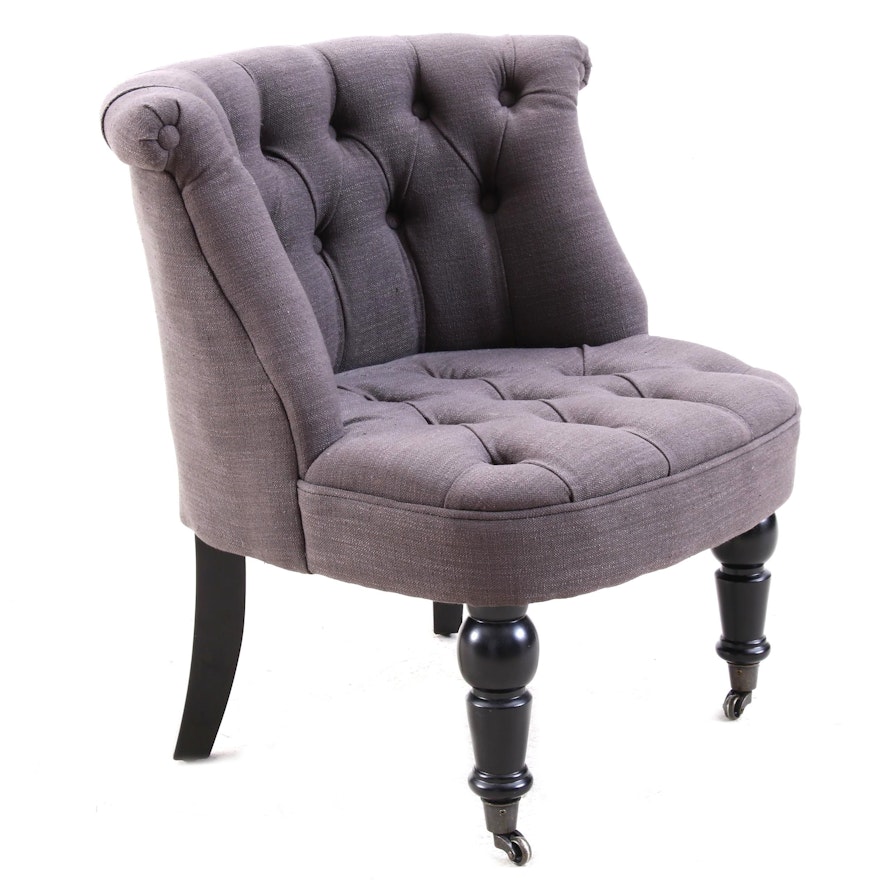 Contemporary Button Tuft Barrel Back Accent Chair