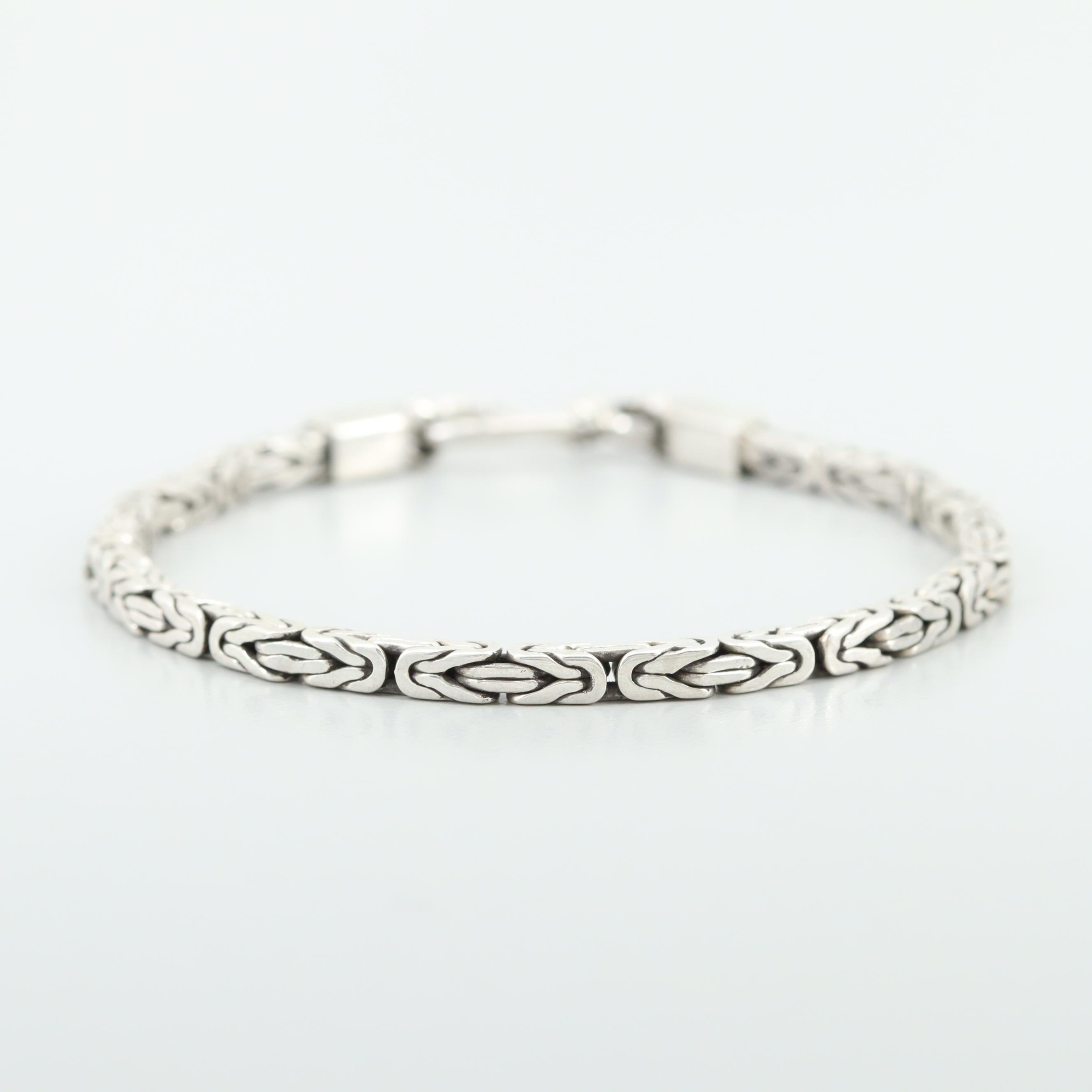 Sterling Silver Square Byzantine Bracelet
