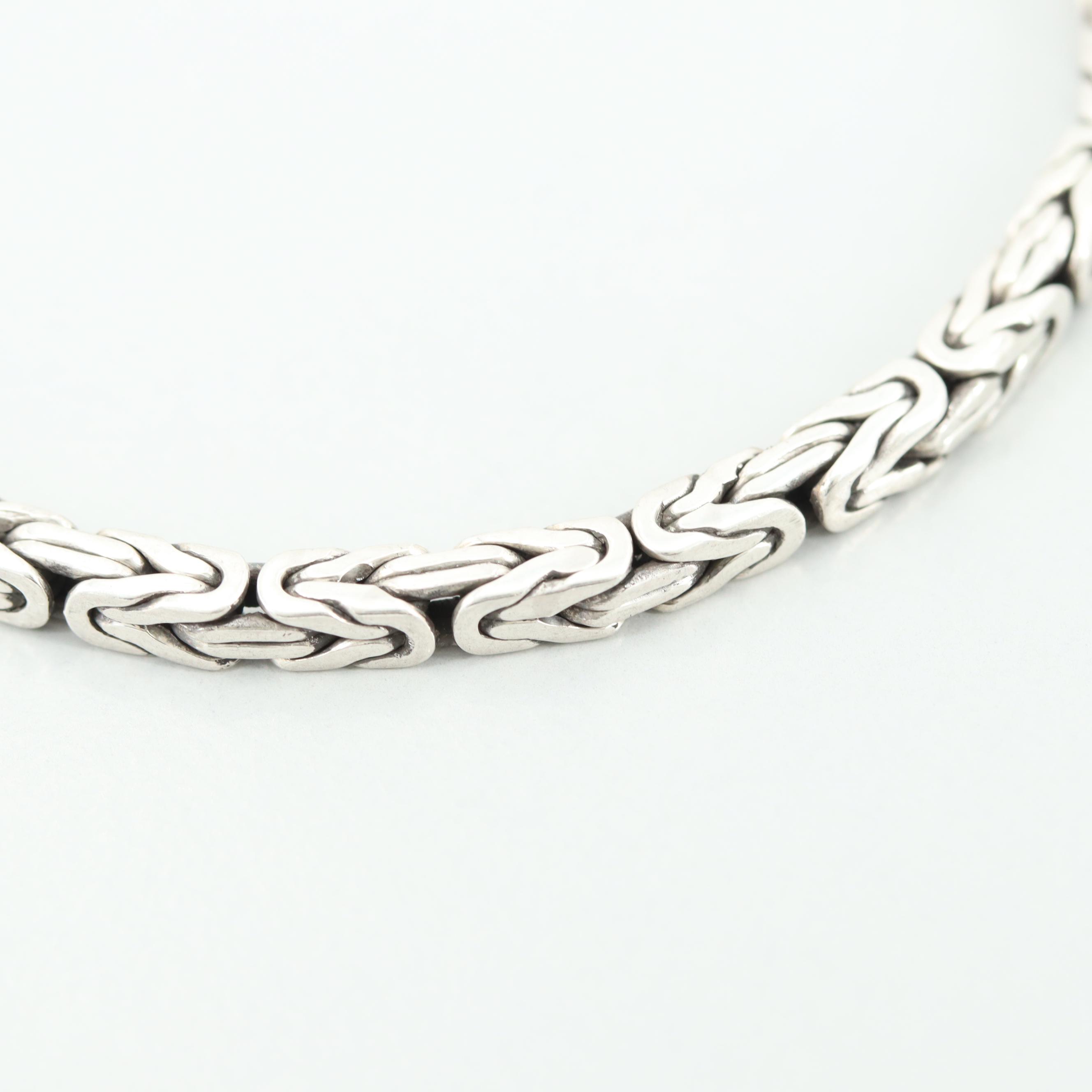 Sterling Silver Square Byzantine Bracelet