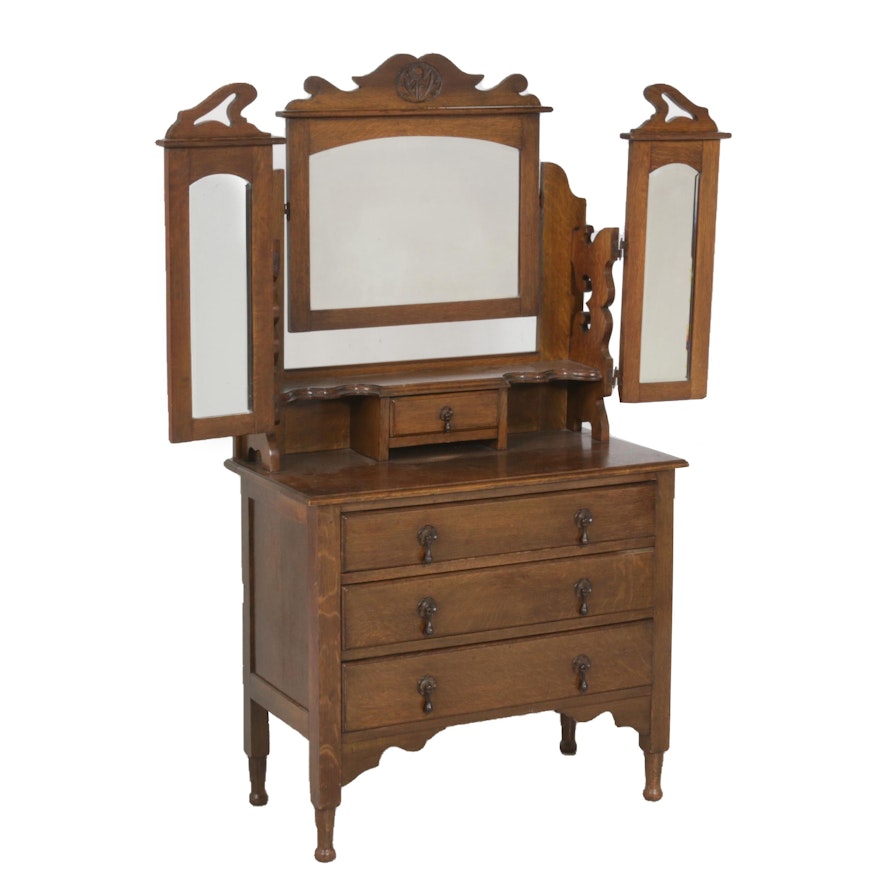 Victorian-Style Chest of Drawers with Mirror
