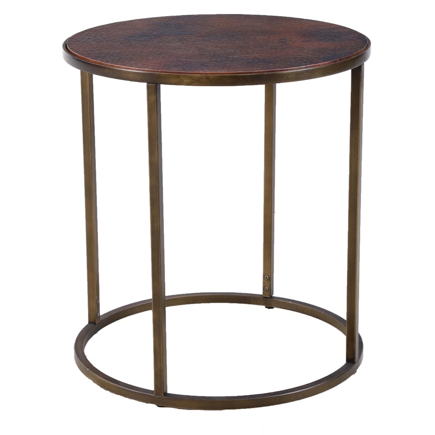 Hammery Furniture Copper Finish Top End Table, Contemporary
